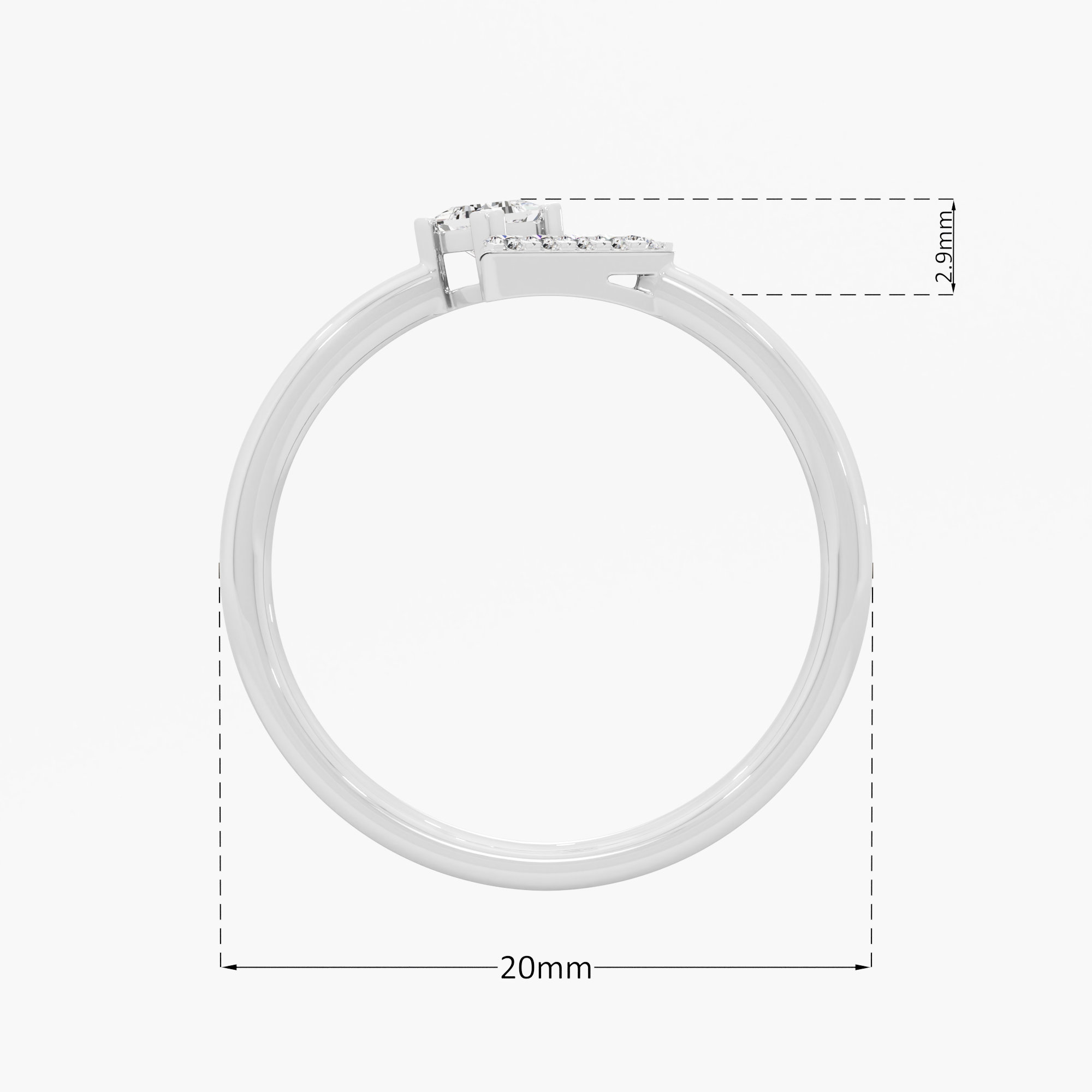 Radiant Apex Cocktail Ring in 9KT White Gold (Diamond Quality: FG-VVS VS)
