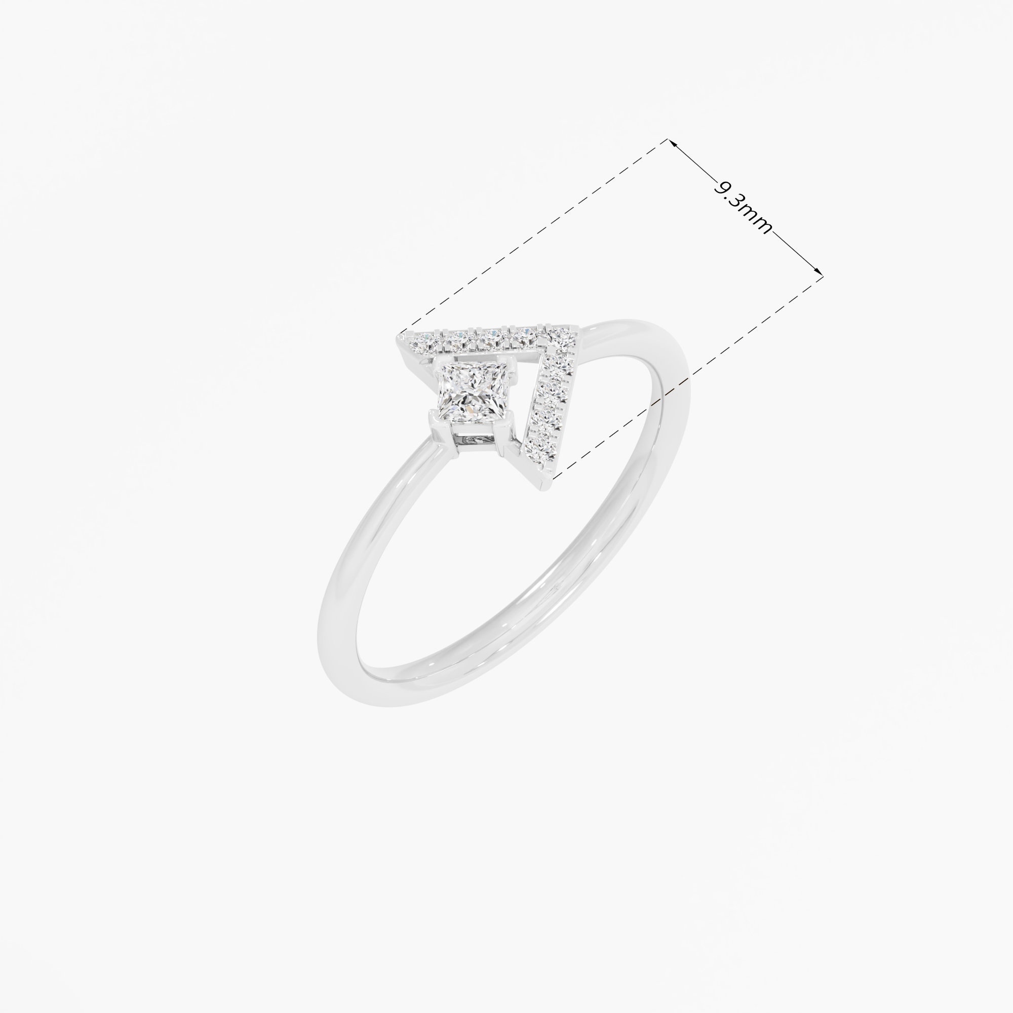 Radiant Apex Cocktail Ring in 9KT White Gold (Diamond Quality: FG-VVS VS)