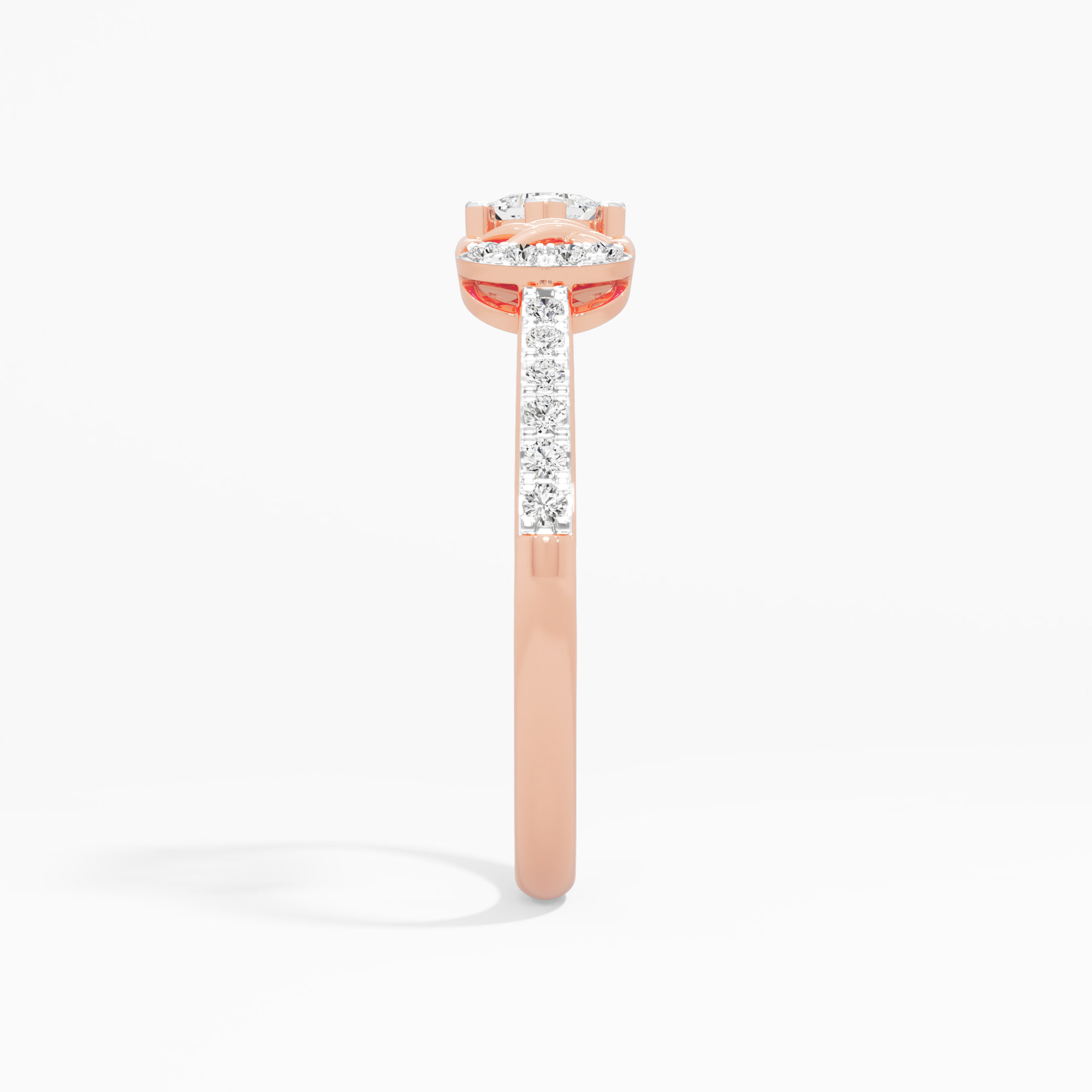 Gleaming Grid Solitaires Ring in 9KT Rose Gold (Diamond Quality: FG-VVS VS)