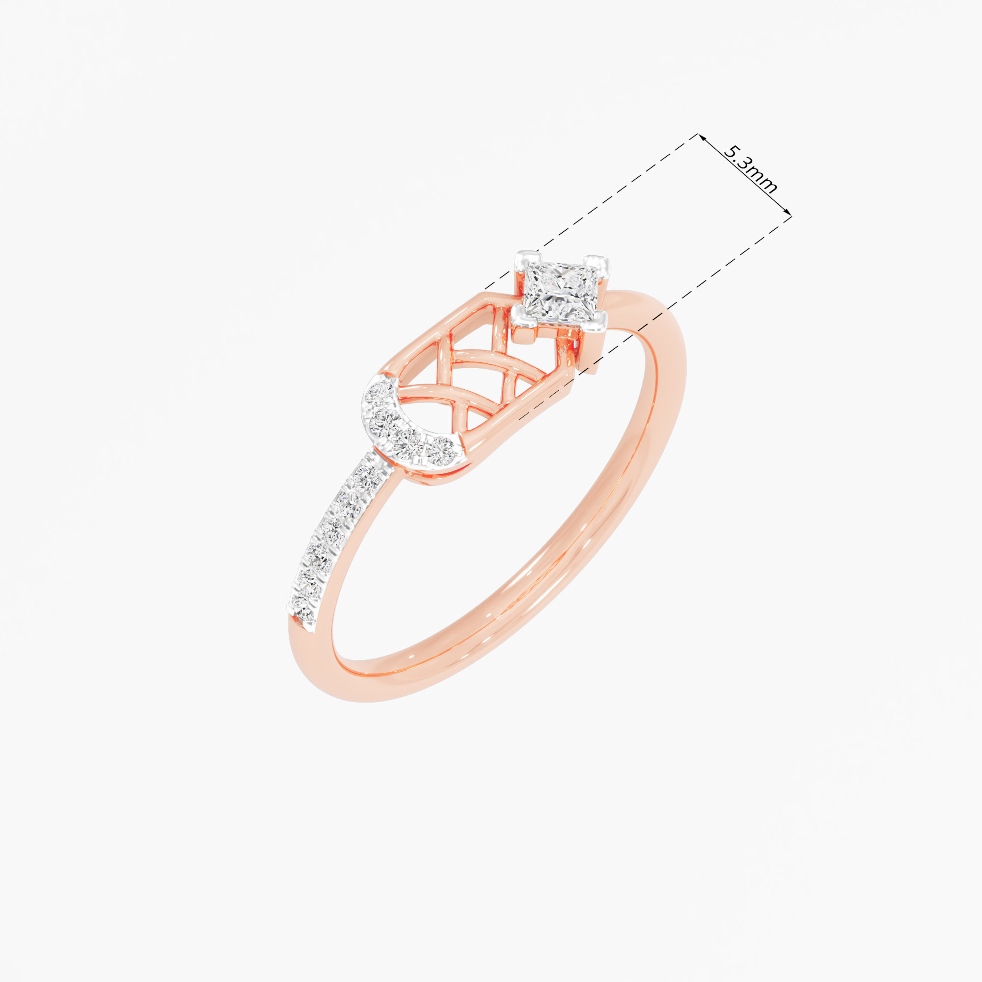 Gleaming Grid Solitaires Ring in 9KT Rose Gold (Diamond Quality: FG-VVS VS)