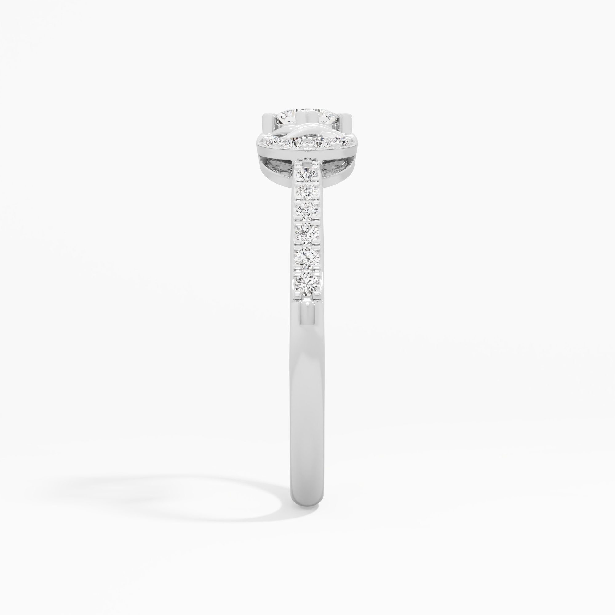 Gleaming Grid Solitaires Ring in 9KT White Gold (Diamond Quality: FG-VVS VS)