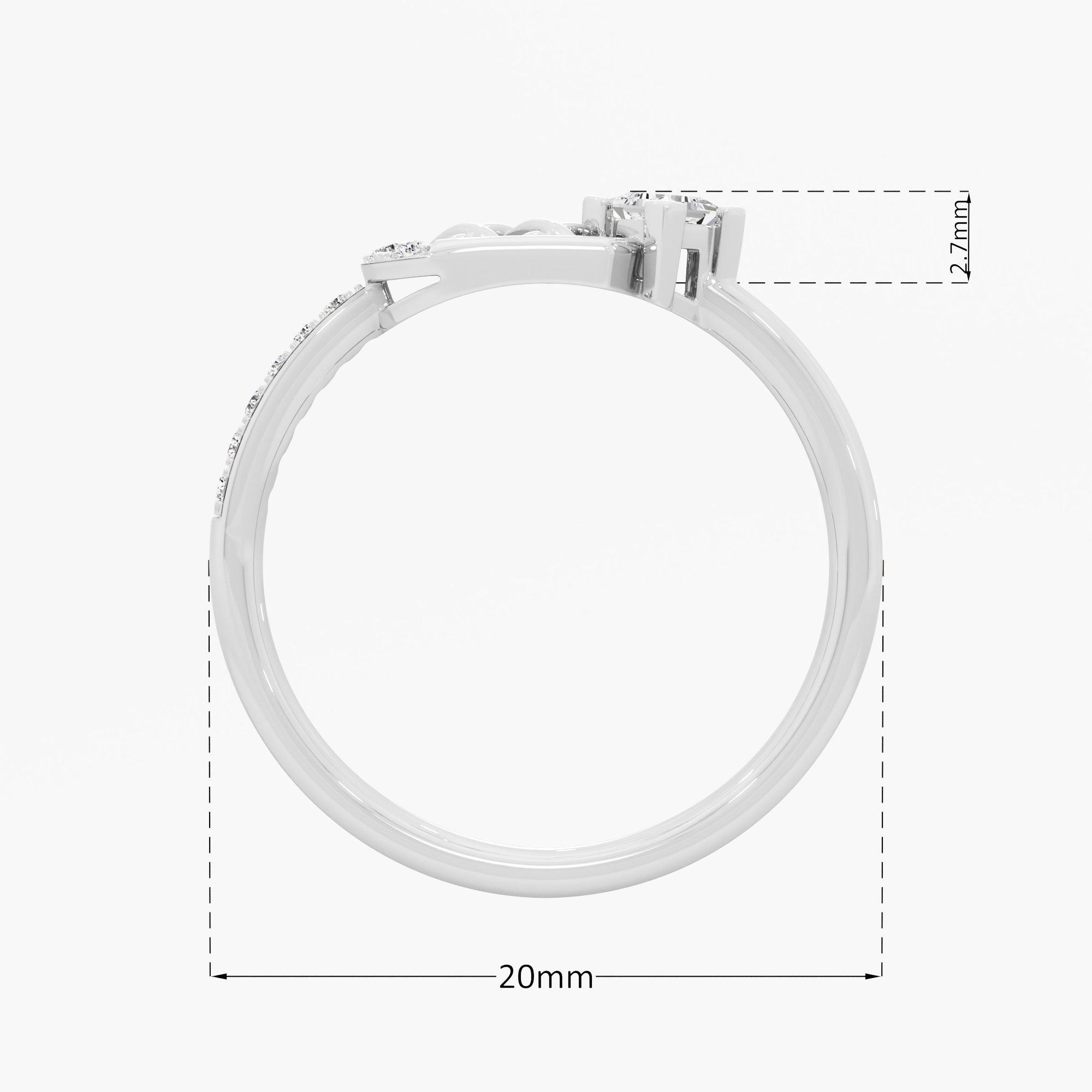 Gleaming Grid Solitaires Ring in 9KT White Gold (Diamond Quality: FG-VVS VS)