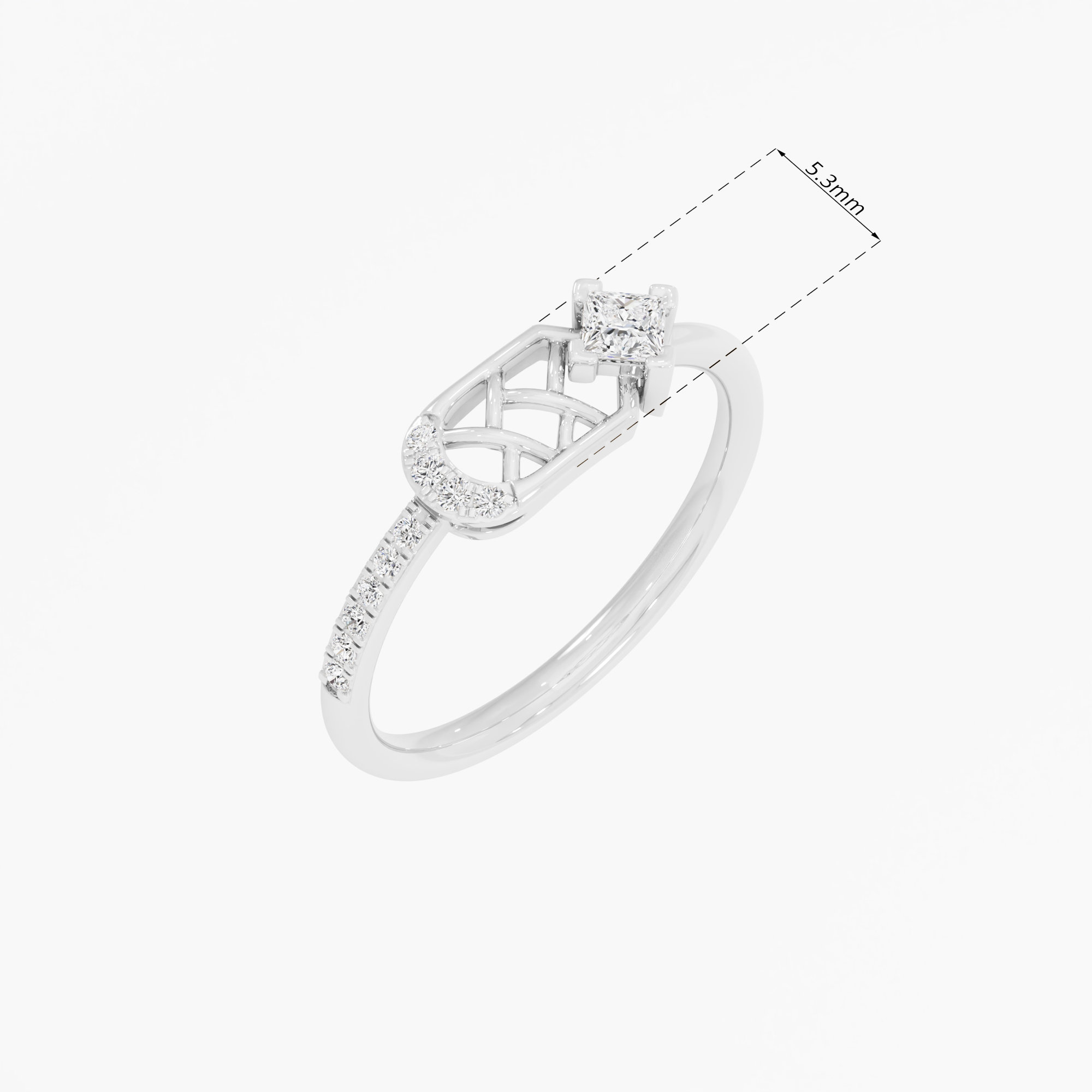 Gleaming Grid Solitaires Ring in 9KT White Gold (Diamond Quality: FG-VVS VS)