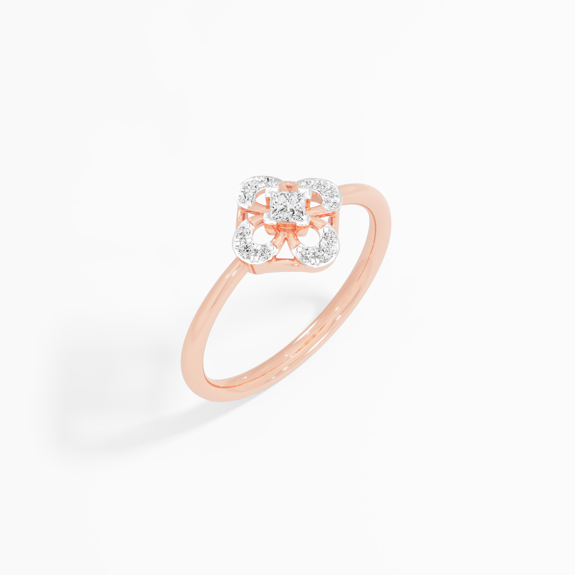 Geometric Glow Halos Ring in 9KT Rose Gold (Diamond Quality: FG-VVS VS)