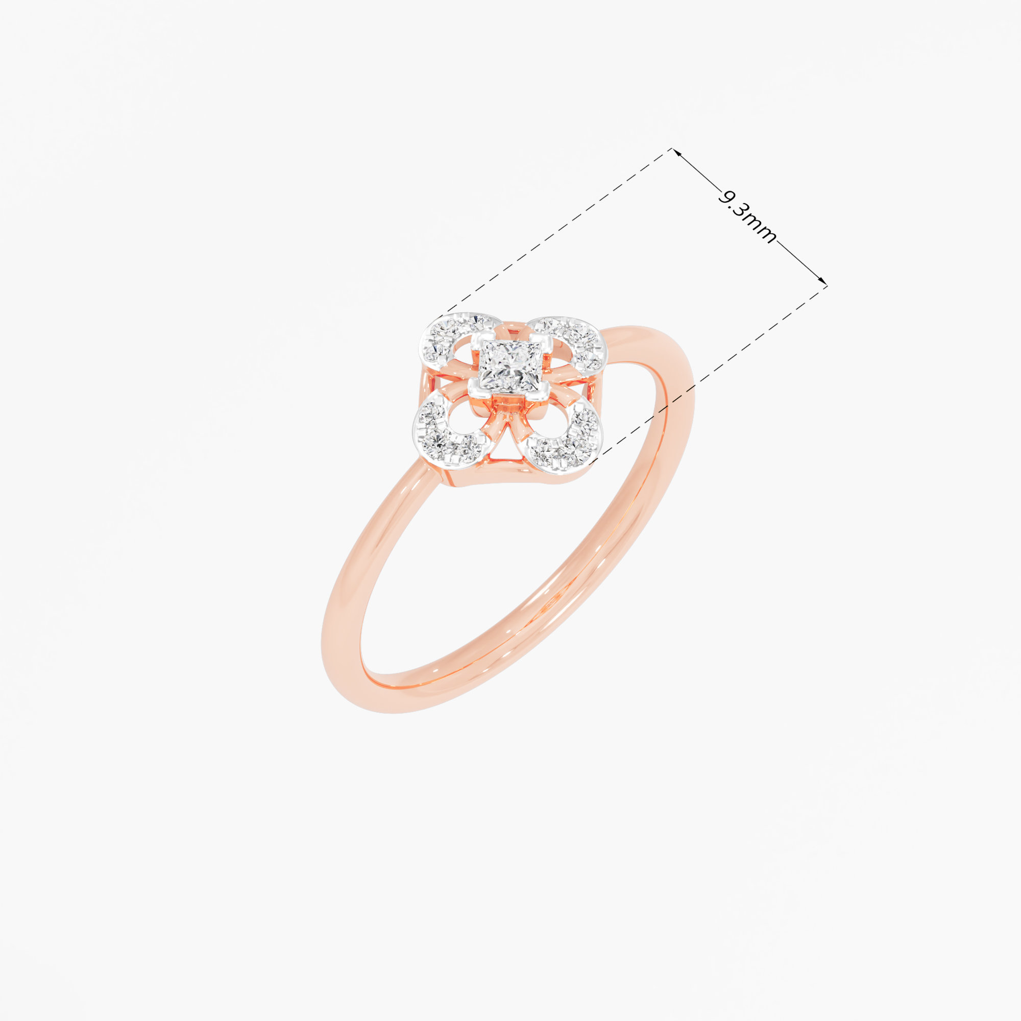 Geometric Glow Halos Ring in 9KT Rose Gold (Diamond Quality: FG-VVS VS)