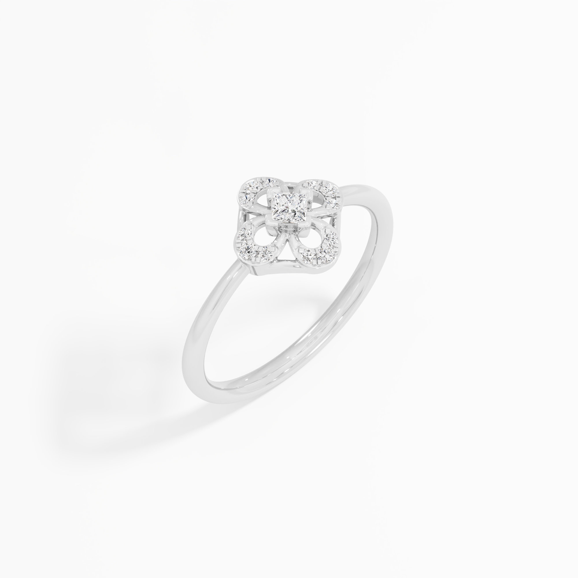 Geometric Glow Halos Ring in 9KT White Gold (Diamond Quality: FG-VVS VS)