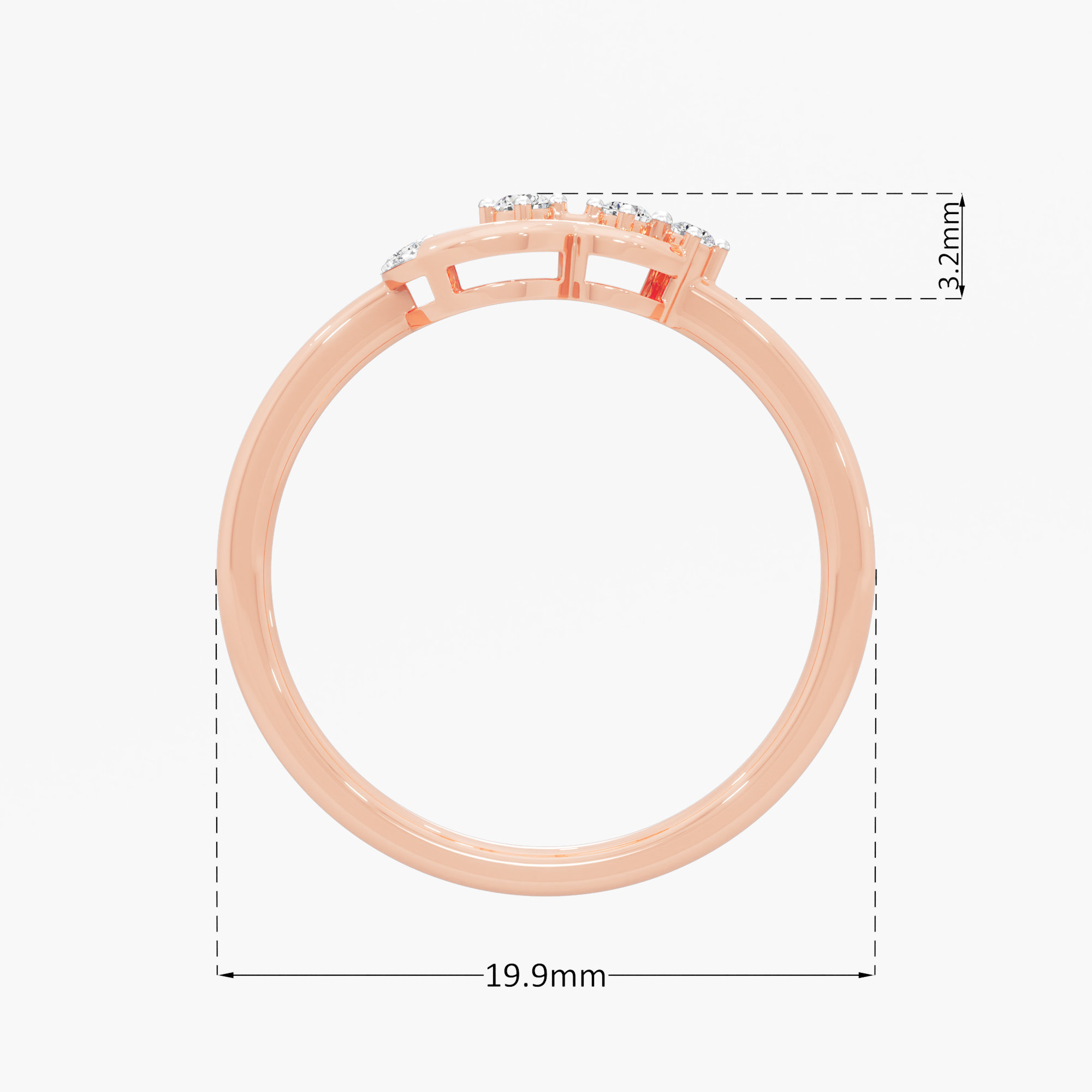 Linked Radiance Bands Ring in 9KT Rose Gold (Diamond Quality: EF-VVS VS)