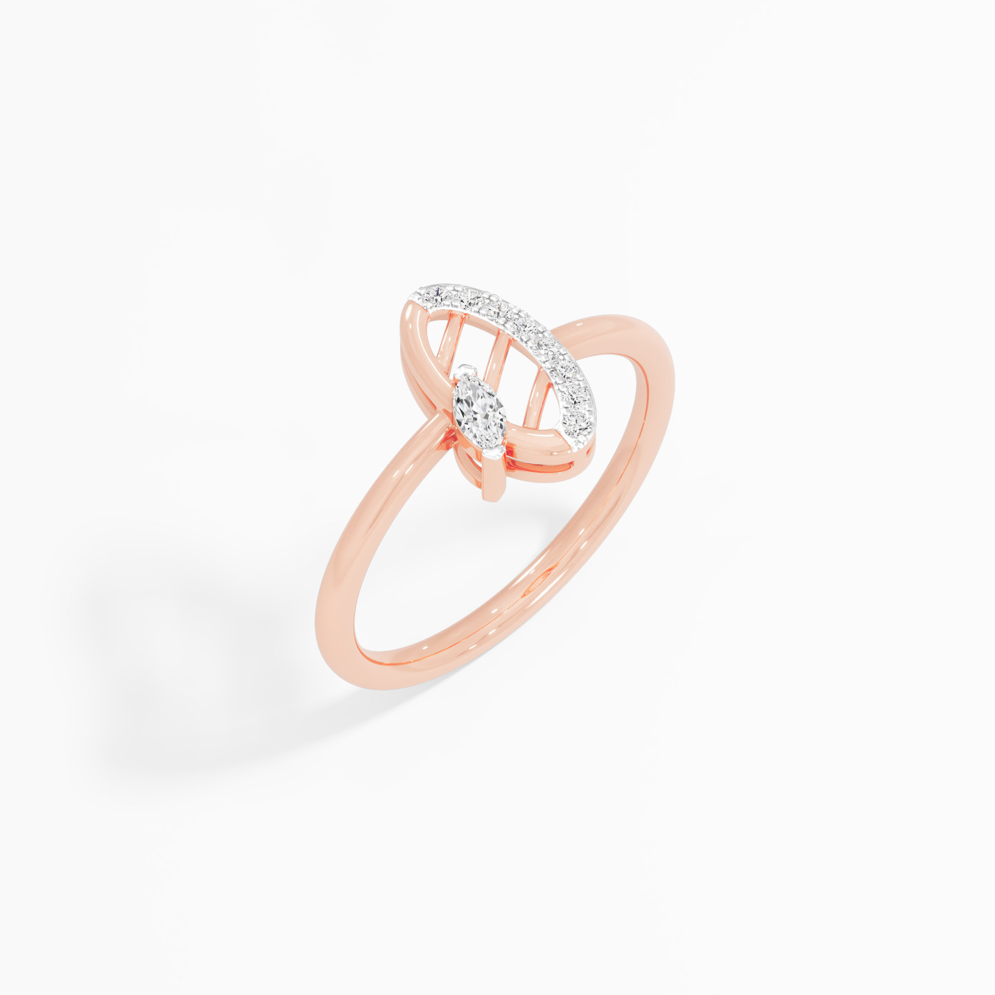 Leaflet Glow Cocktail Ring in 9KT Rose Gold (Diamond Quality: FG-VVS VS)