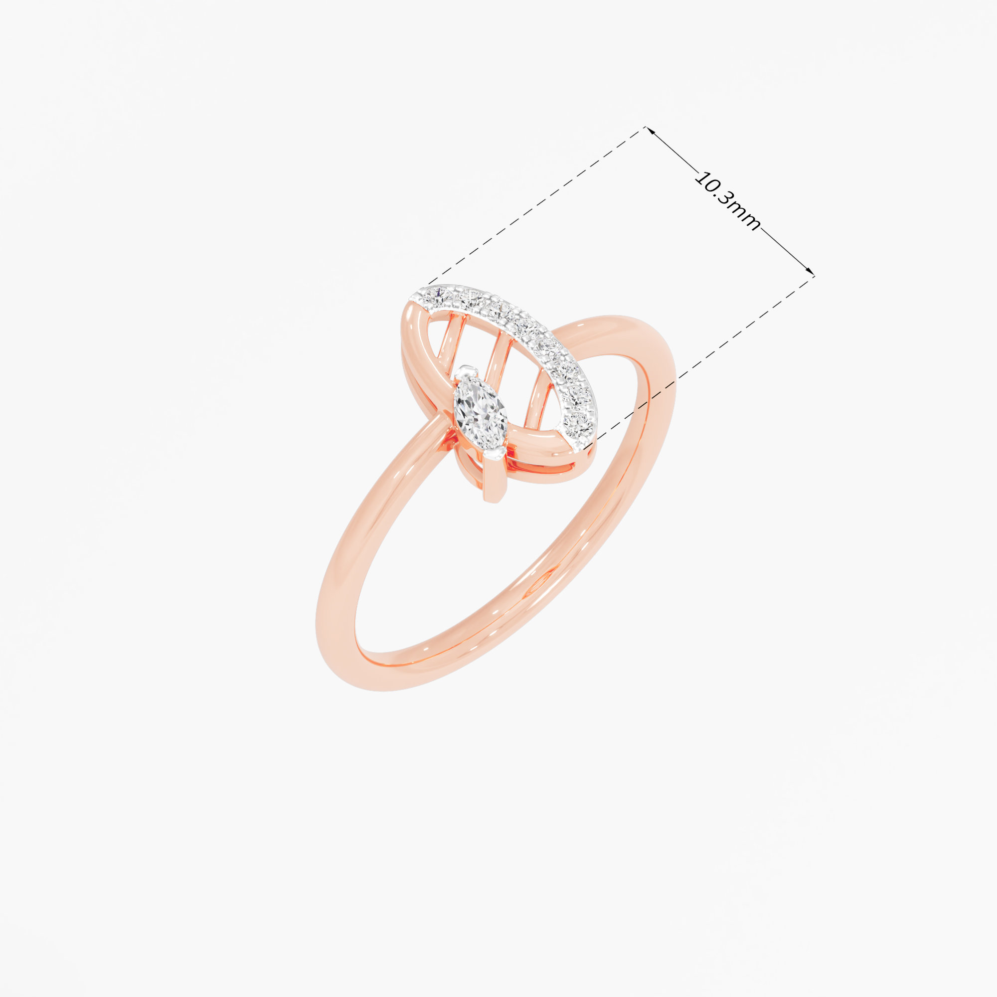 Leaflet Glow Cocktail Ring in 9KT Rose Gold (Diamond Quality: FG-VVS VS)