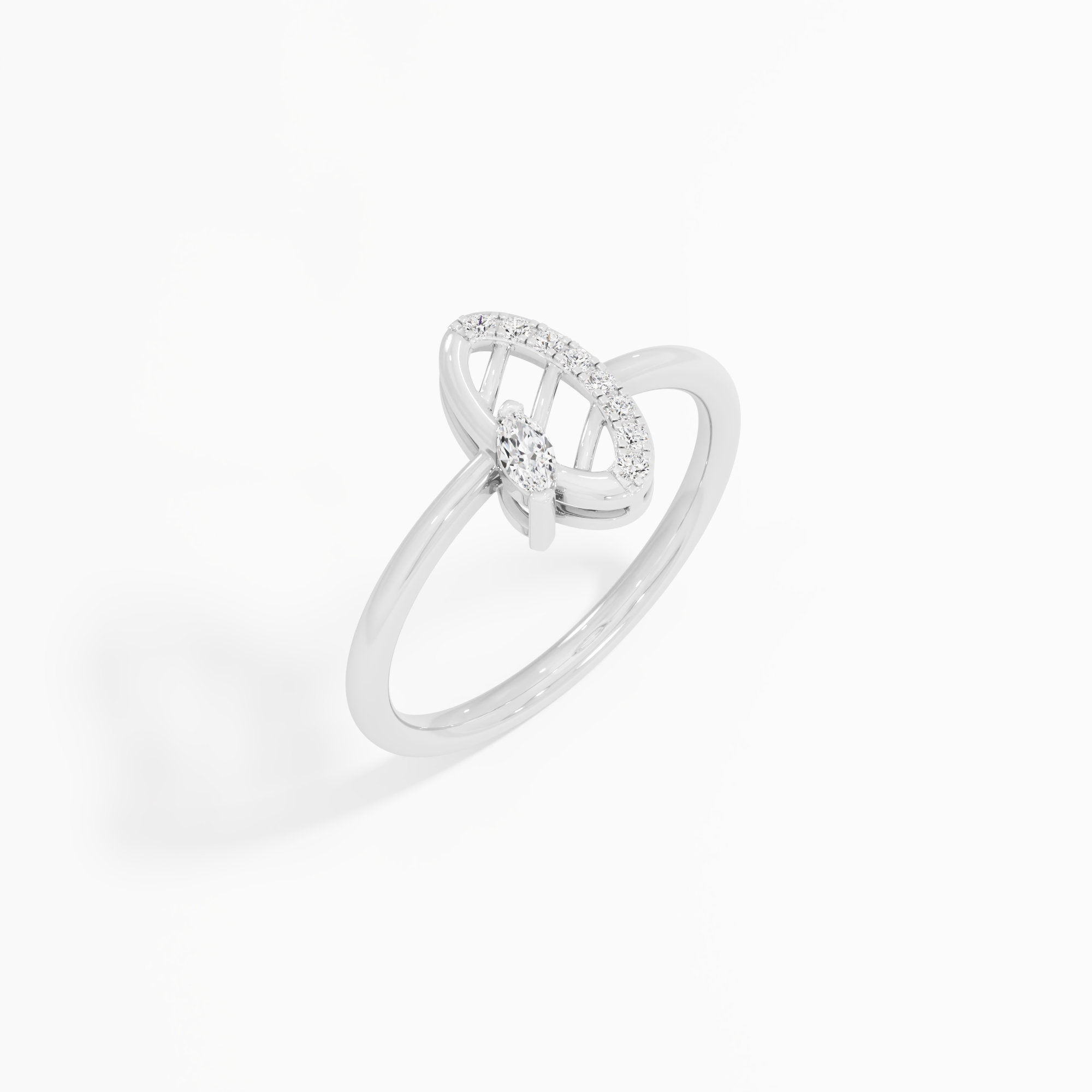 Leaflet Glow Cocktail Ring in 9KT White Gold (Diamond Quality: FG-VVS VS)
