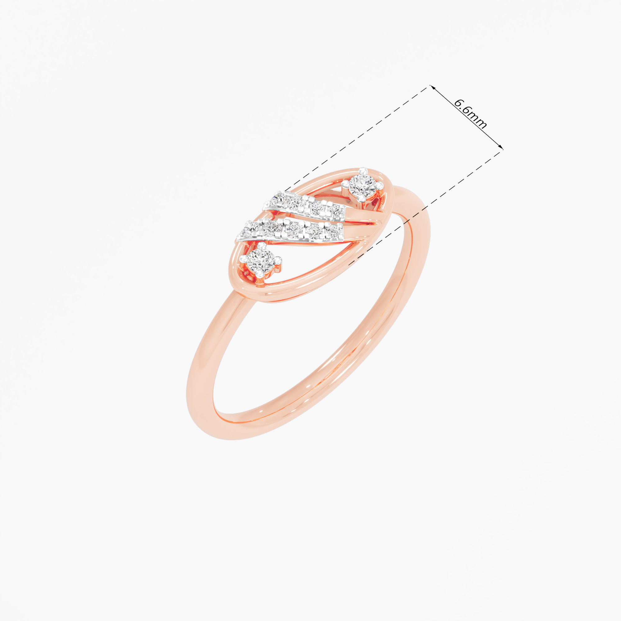 Entwined Glow Bypass Ring in 9KT Rose Gold (Diamond Quality: FG-VVS VS)