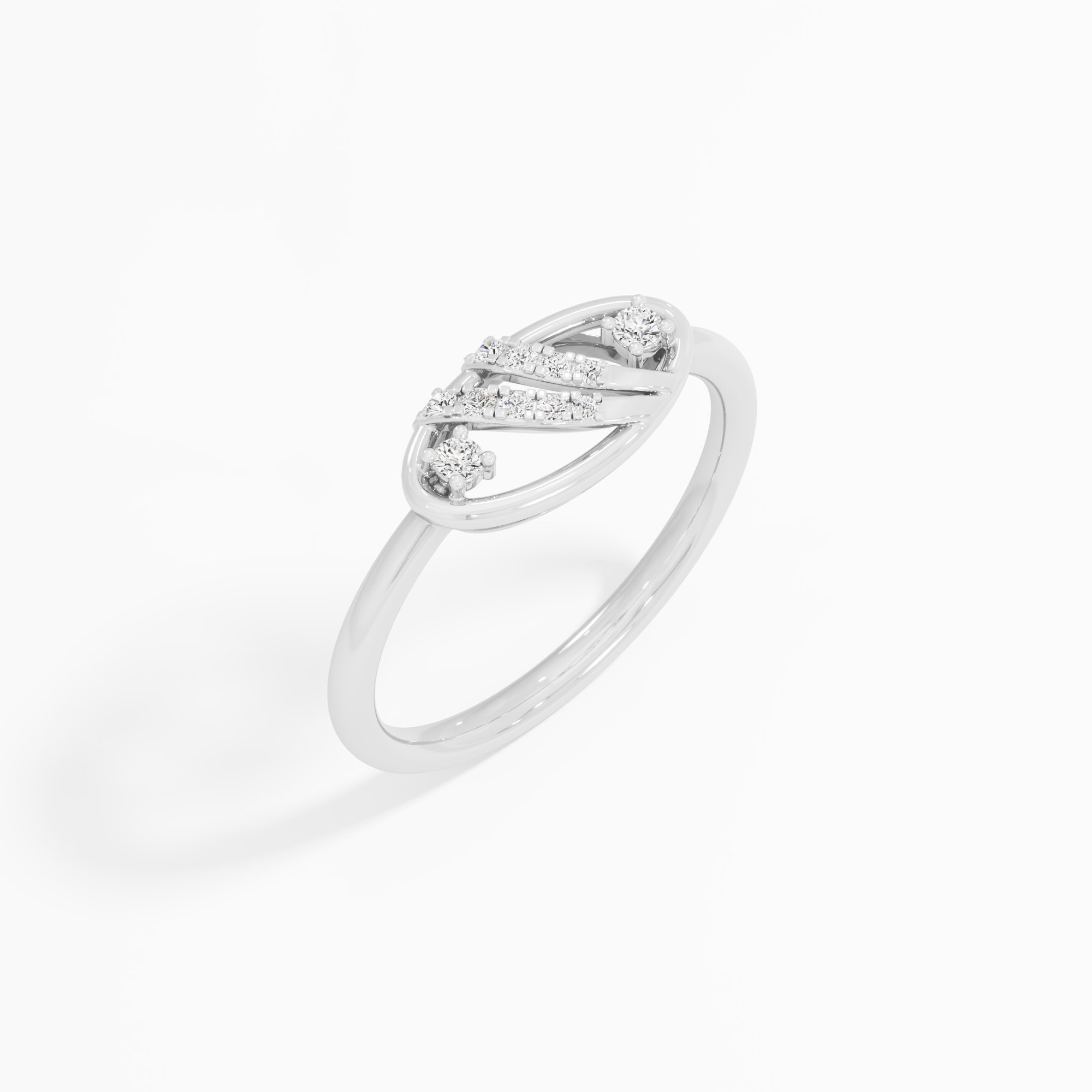 Entwined Glow Bypass Ring in 9KT White Gold (Diamond Quality: FG-VVS VS)