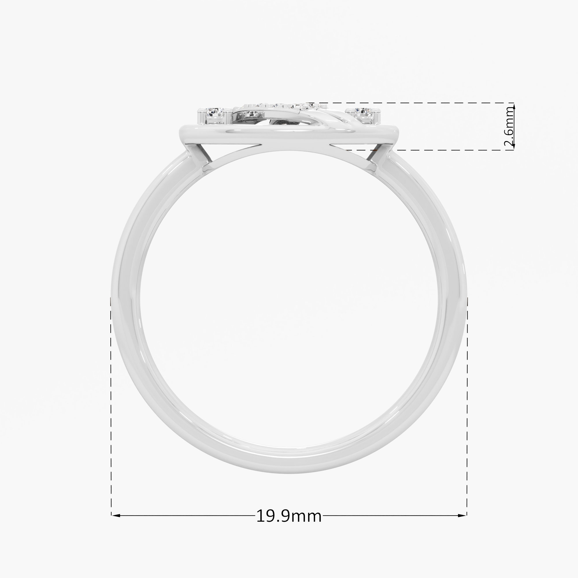 Entwined Glow Bypass Ring in 9KT White Gold (Diamond Quality: FG-VVS VS)