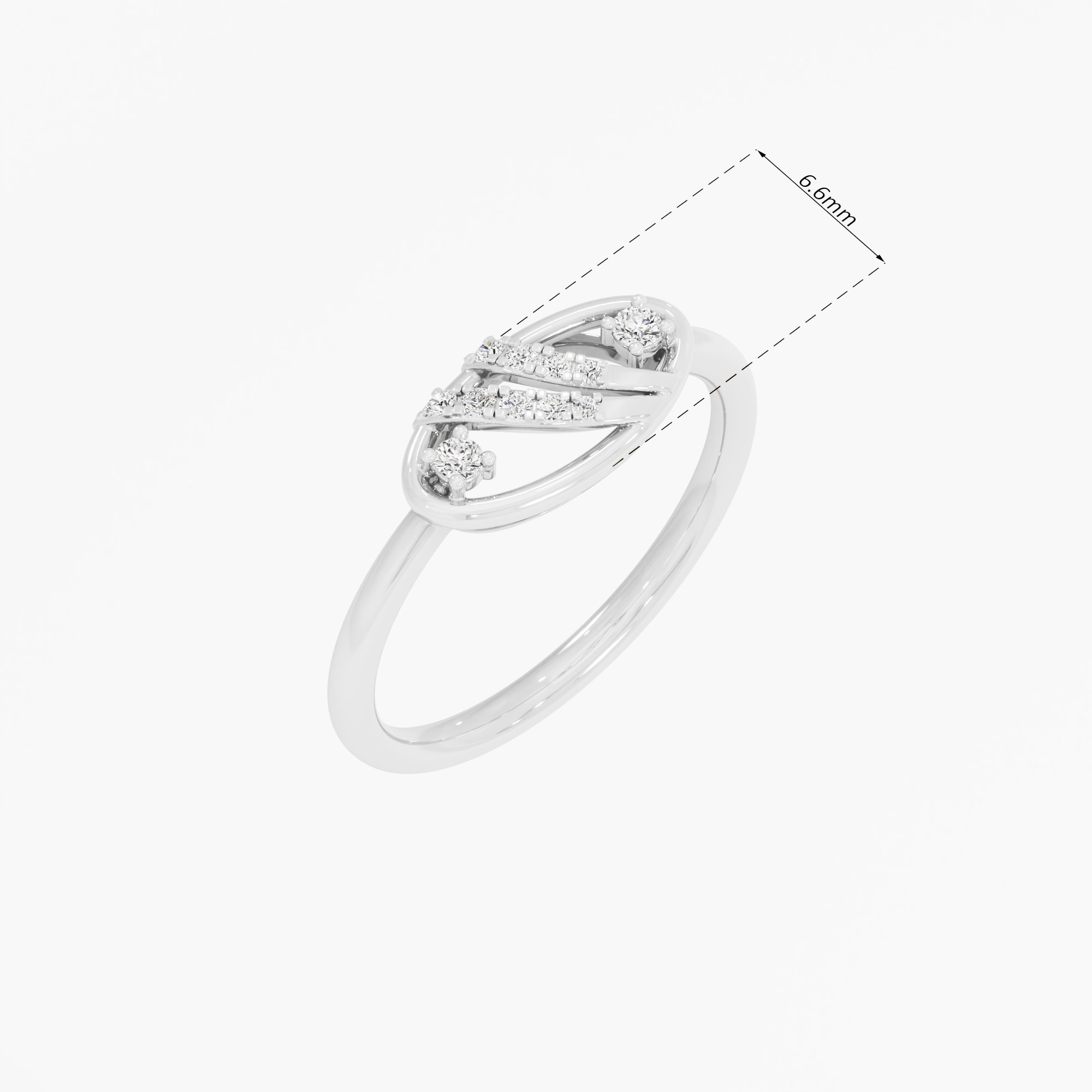 Entwined Glow Bypass Ring in 9KT White Gold (Diamond Quality: FG-VVS VS)