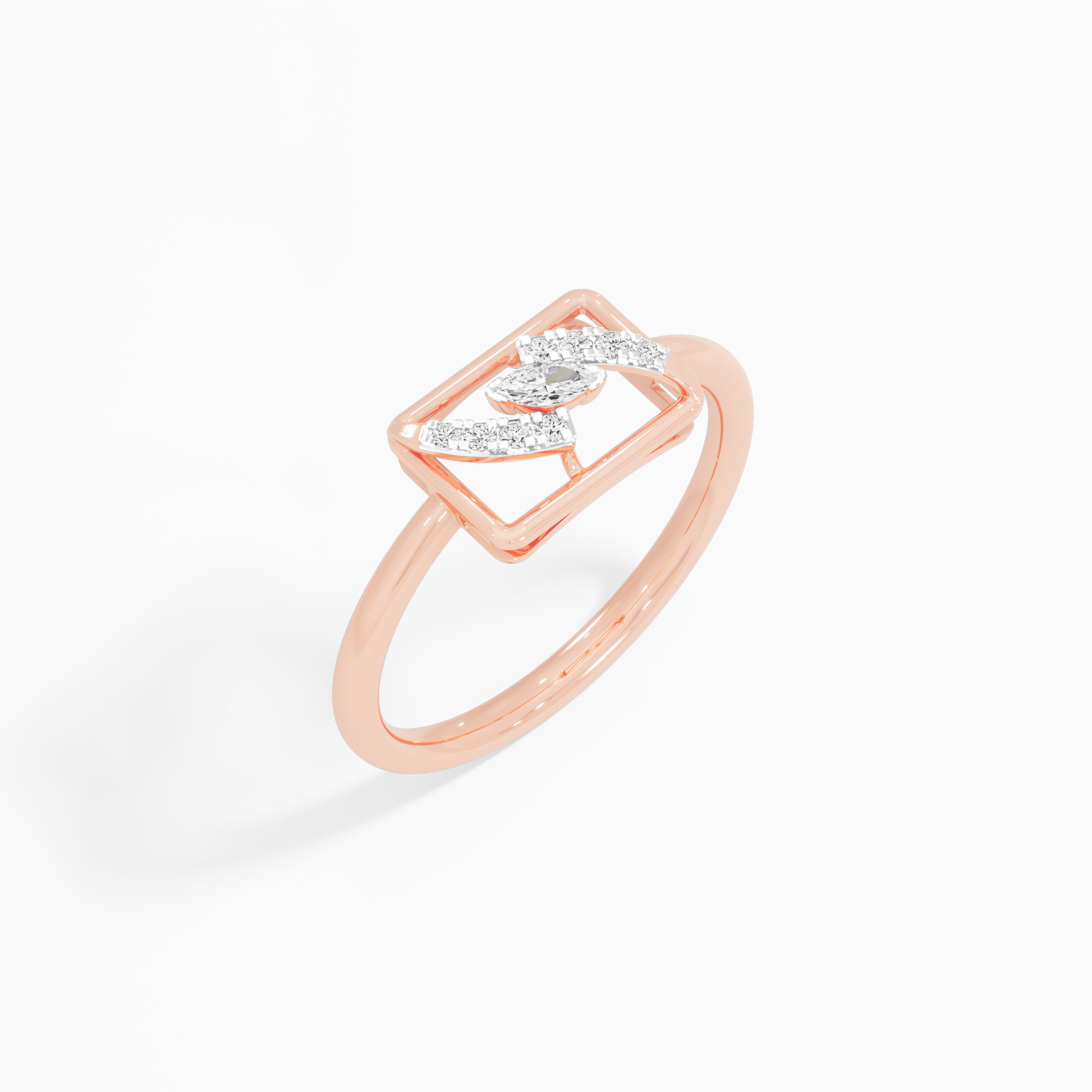 Wavecrest Sparkle Cocktail Ring in 9KT Rose Gold (Diamond Quality: FG-VVS VS)