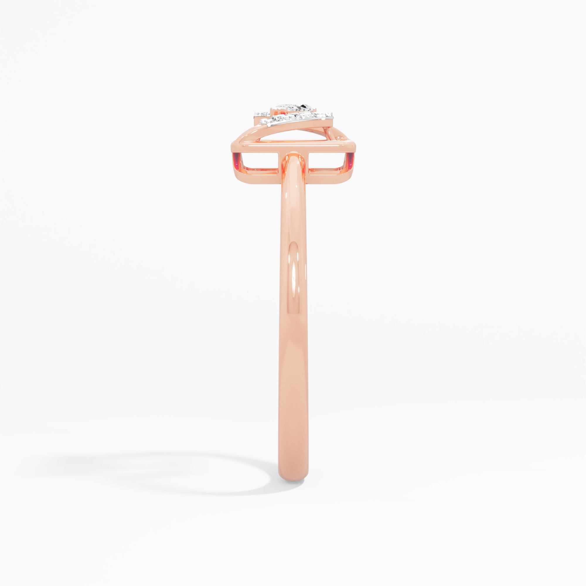 Wavecrest Sparkle Cocktail Ring in 9KT Rose Gold (Diamond Quality: FG-VVS VS)