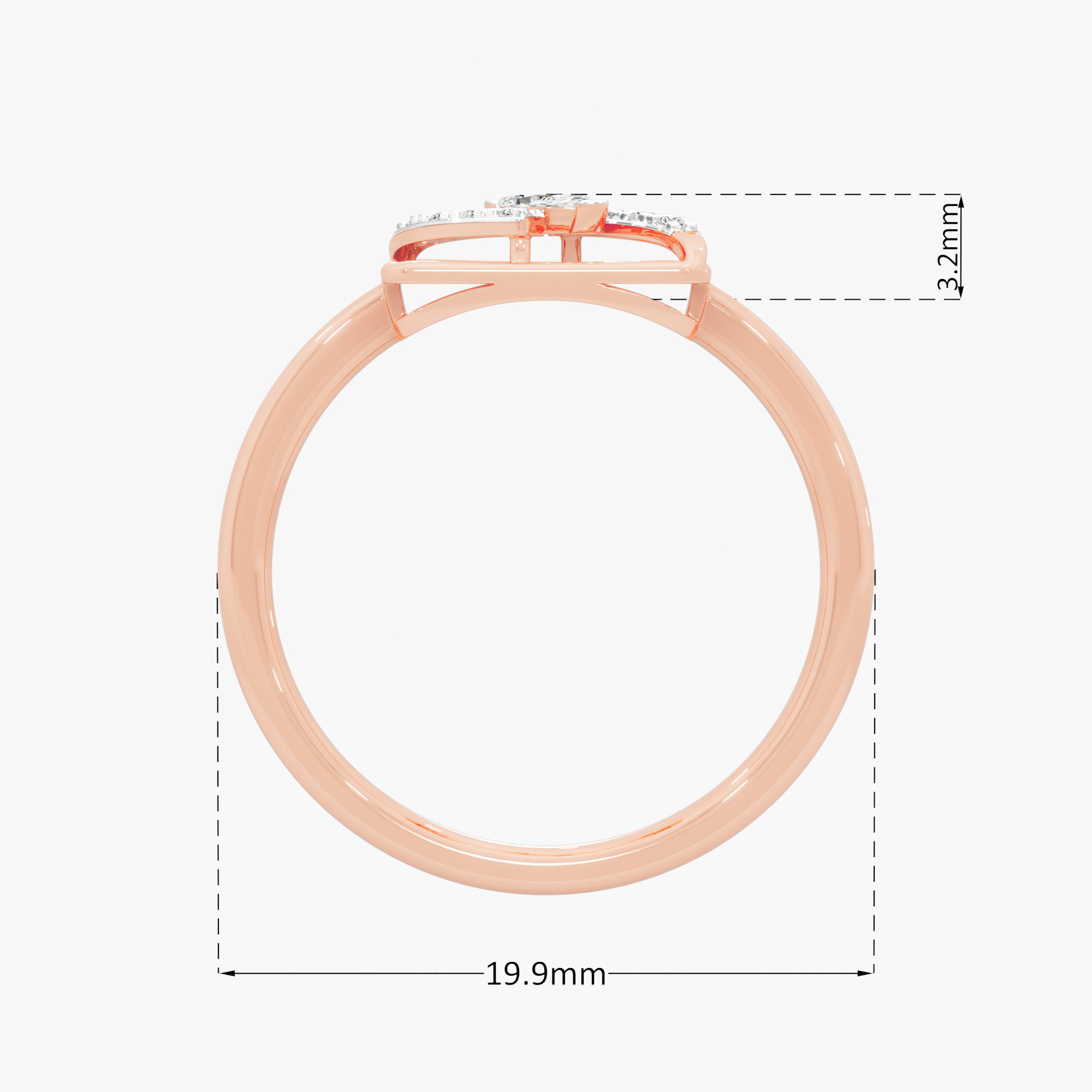 Wavecrest Sparkle Cocktail Ring in 9KT Rose Gold (Diamond Quality: FG-VVS VS)