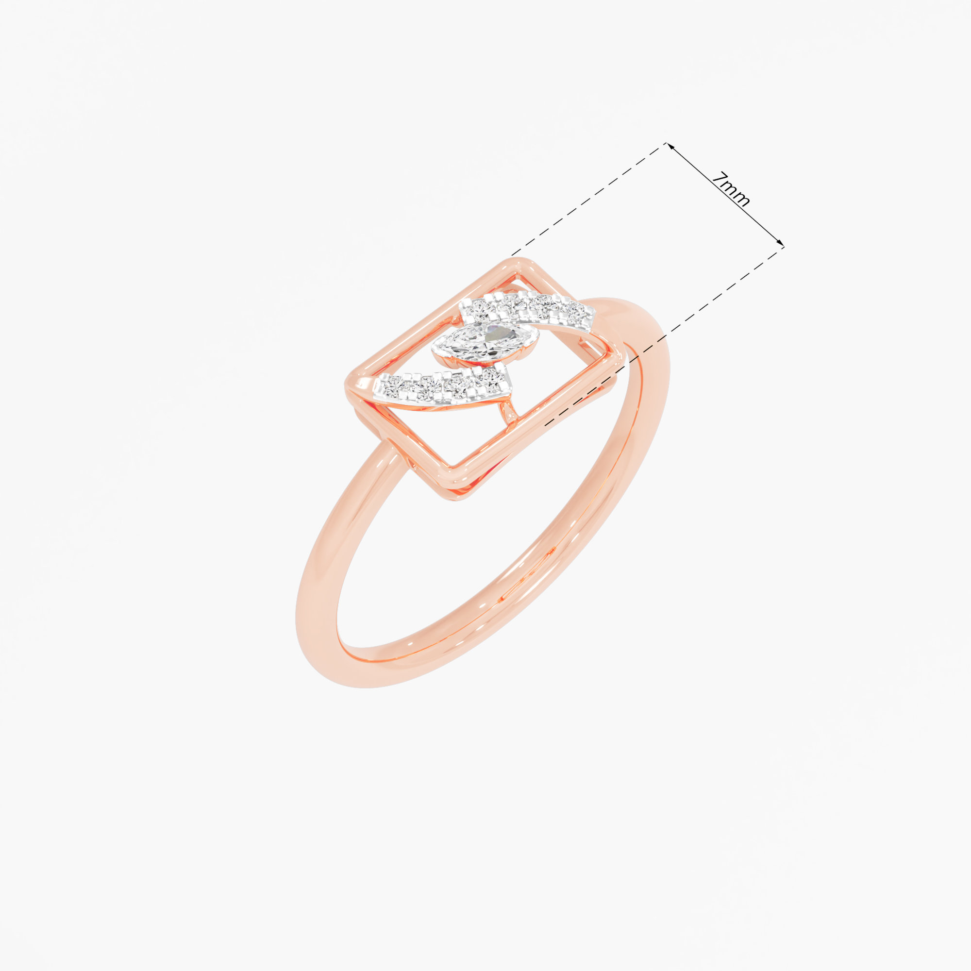 Wavecrest Sparkle Cocktail Ring in 9KT Rose Gold (Diamond Quality: FG-VVS VS)
