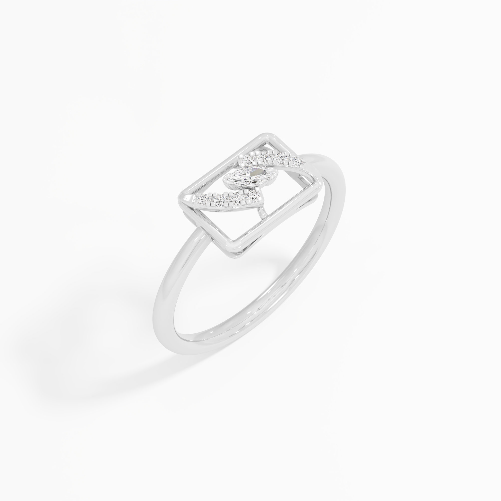 Wavecrest Sparkle Cocktail Ring in 9KT White Gold (Diamond Quality: FG-VVS VS)