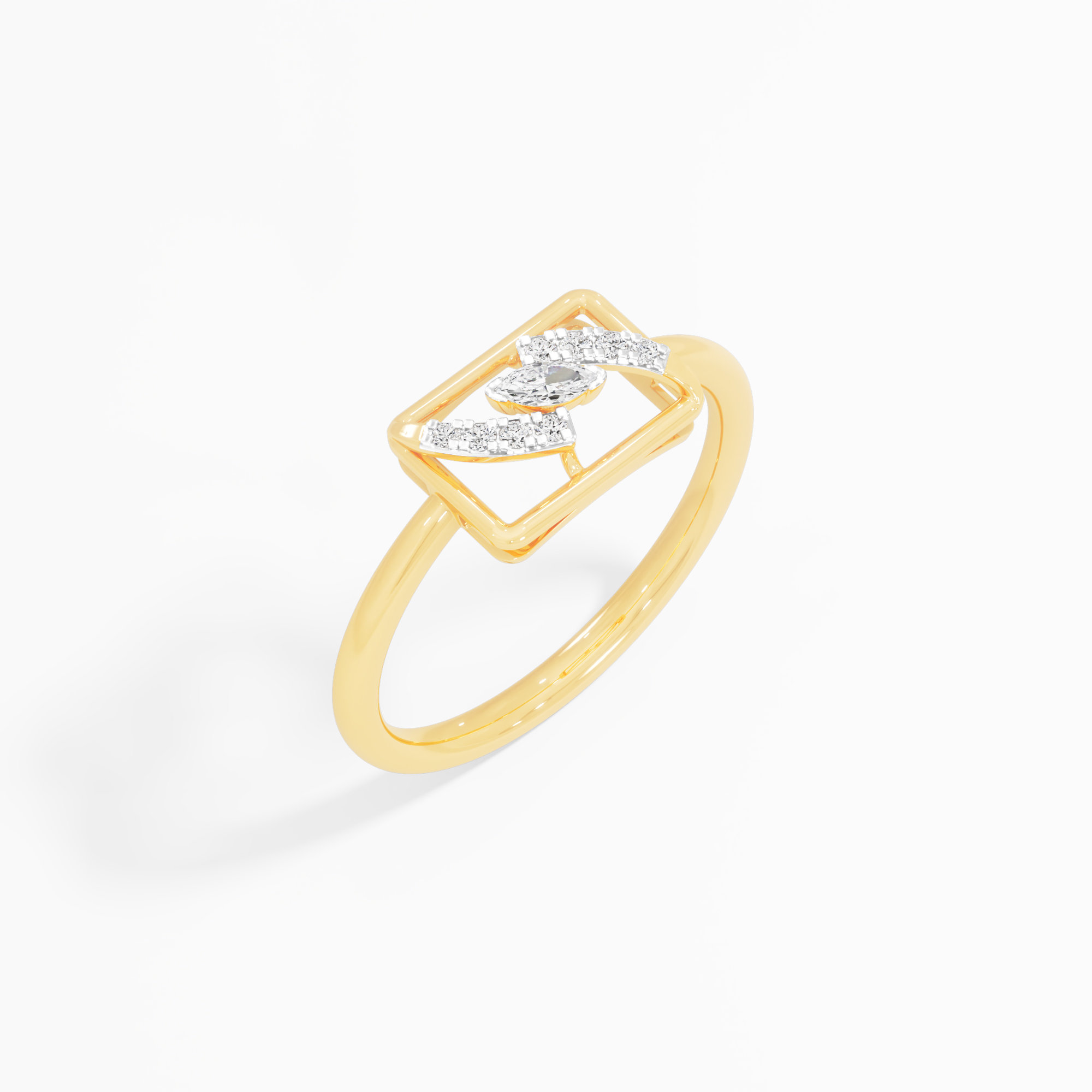 Wavecrest Sparkle Cocktail Ring in 9KT Yellow Gold (Diamond Quality: EF-VVS)