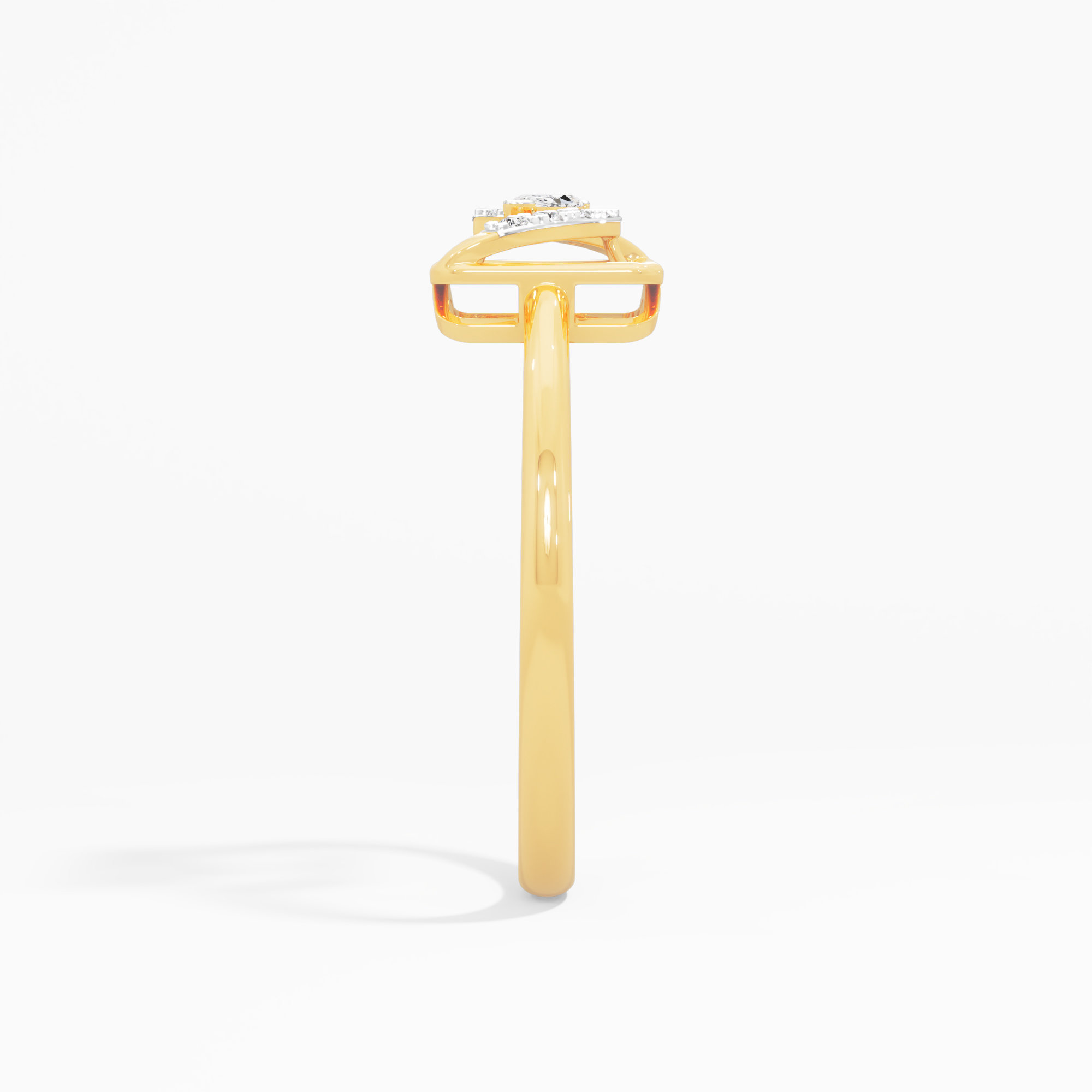 Wavecrest Sparkle Cocktail Ring in 9KT Yellow Gold (Diamond Quality: EF-VVS)