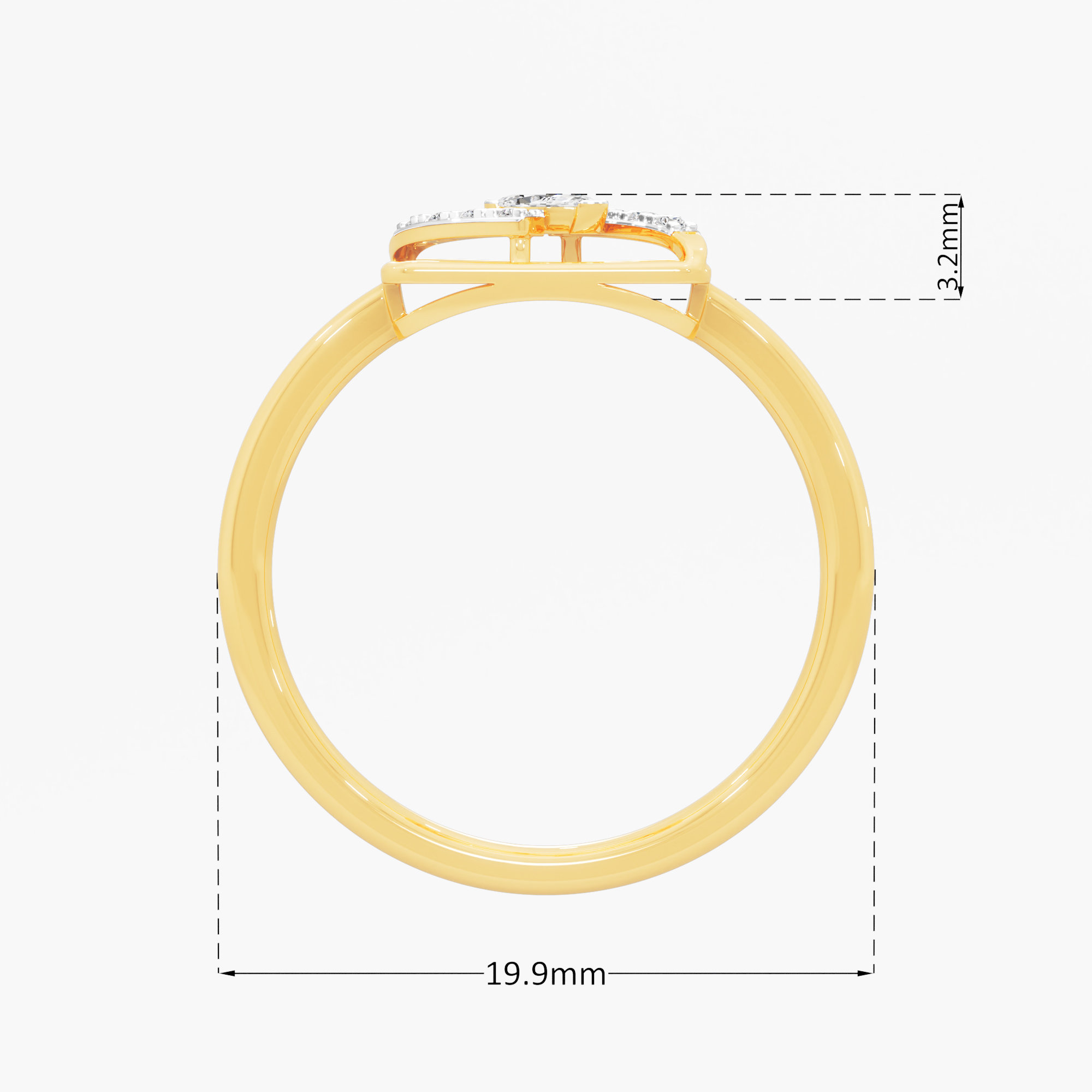 Wavecrest Sparkle Cocktail Ring in 9KT Yellow Gold (Diamond Quality: EF-VVS)