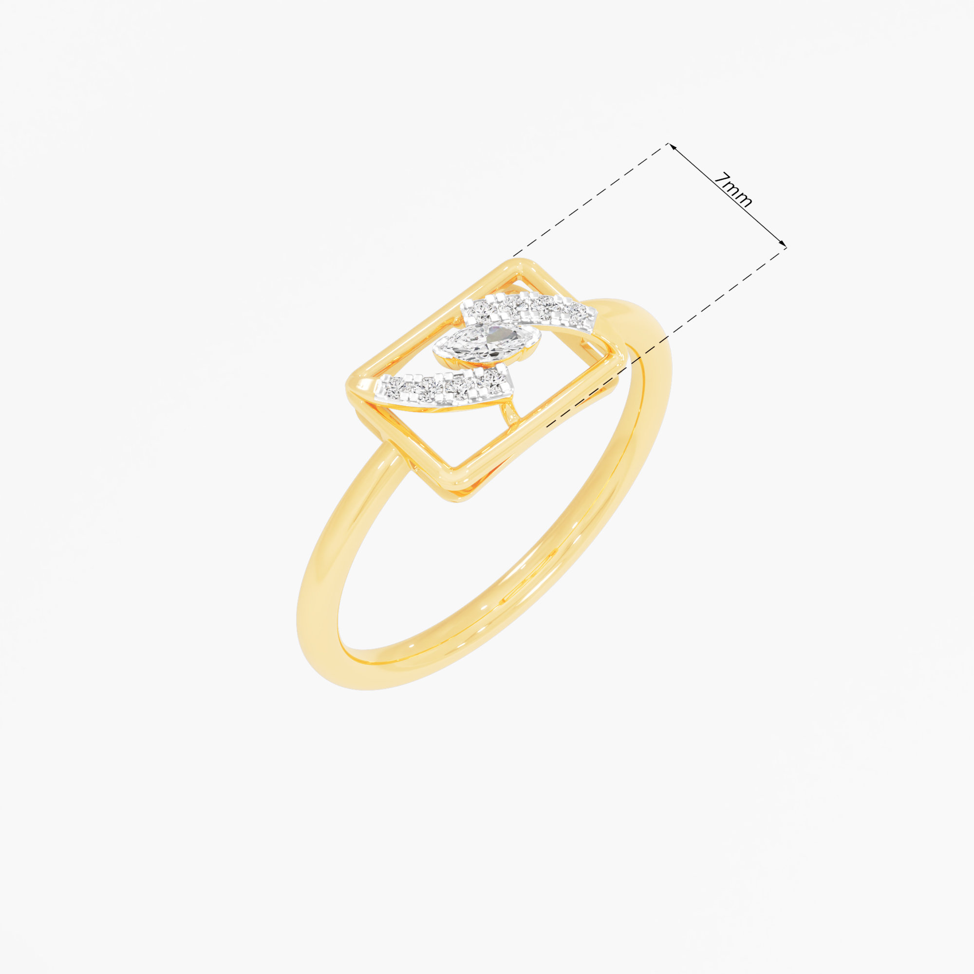 Wavecrest Sparkle Cocktail Ring in 9KT Yellow Gold (Diamond Quality: EF-VVS)