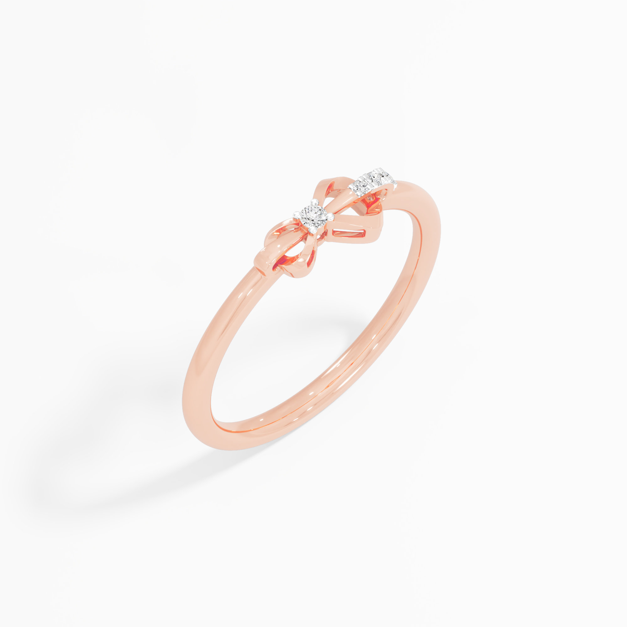 Ribboned Sparkle Bands Ring in 9KT Rose Gold (Diamond Quality: EF-VVS VS)