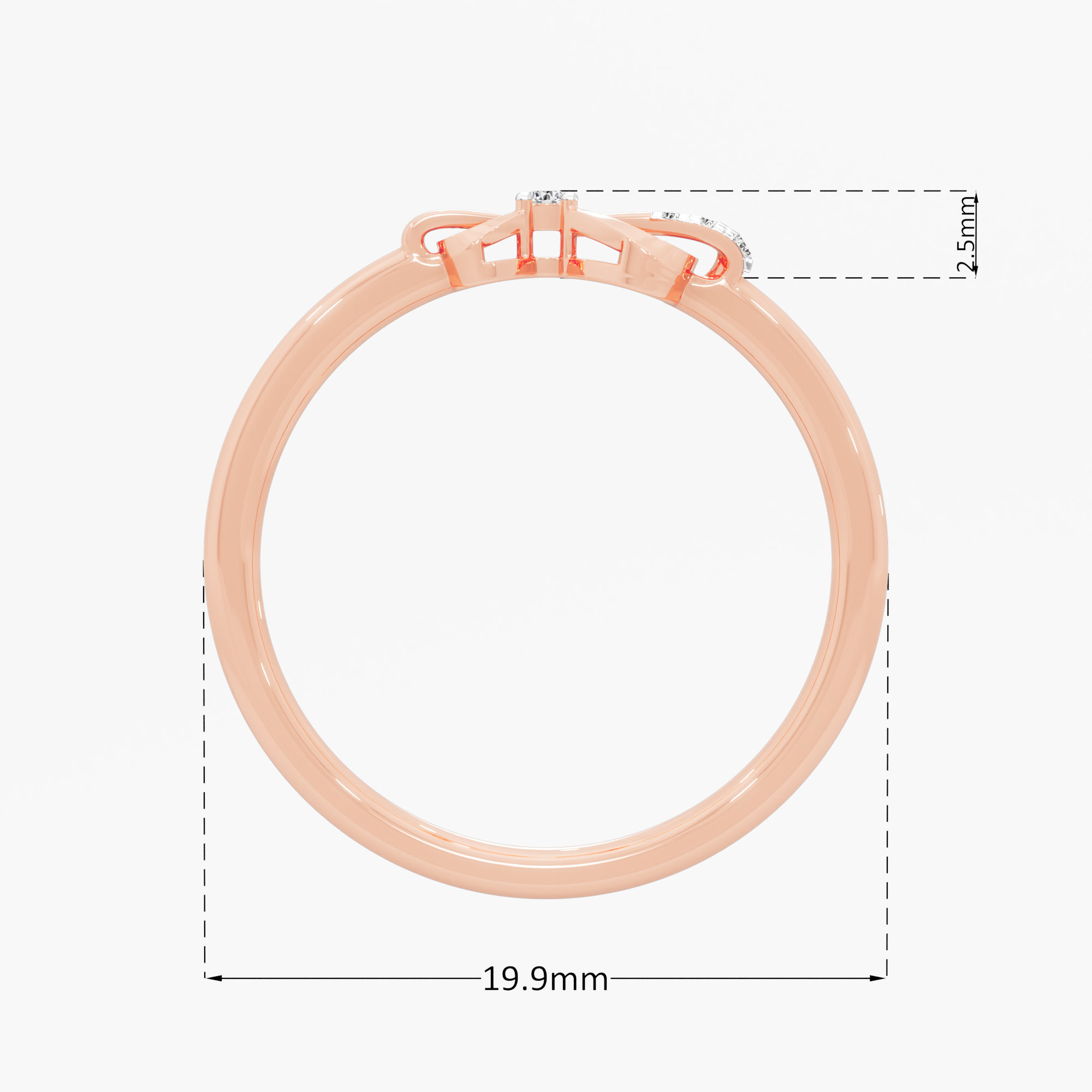 Ribboned Sparkle Bands Ring in 9KT Rose Gold (Diamond Quality: EF-VVS VS)