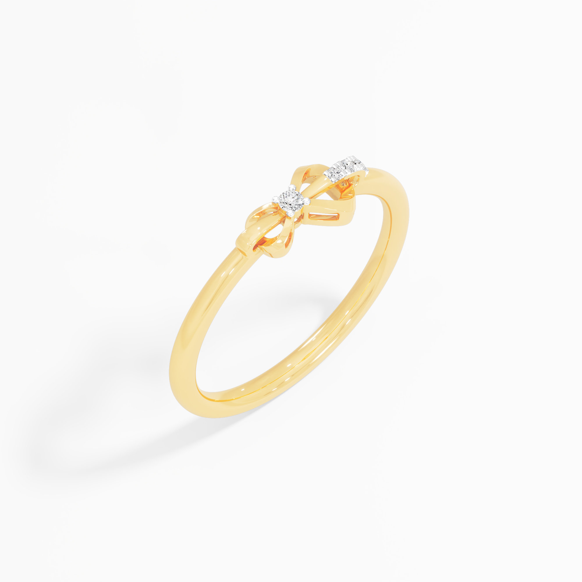 Ribboned Sparkle Bands Ring in 9KT Yellow Gold (Diamond Quality: EF-VVS VS)