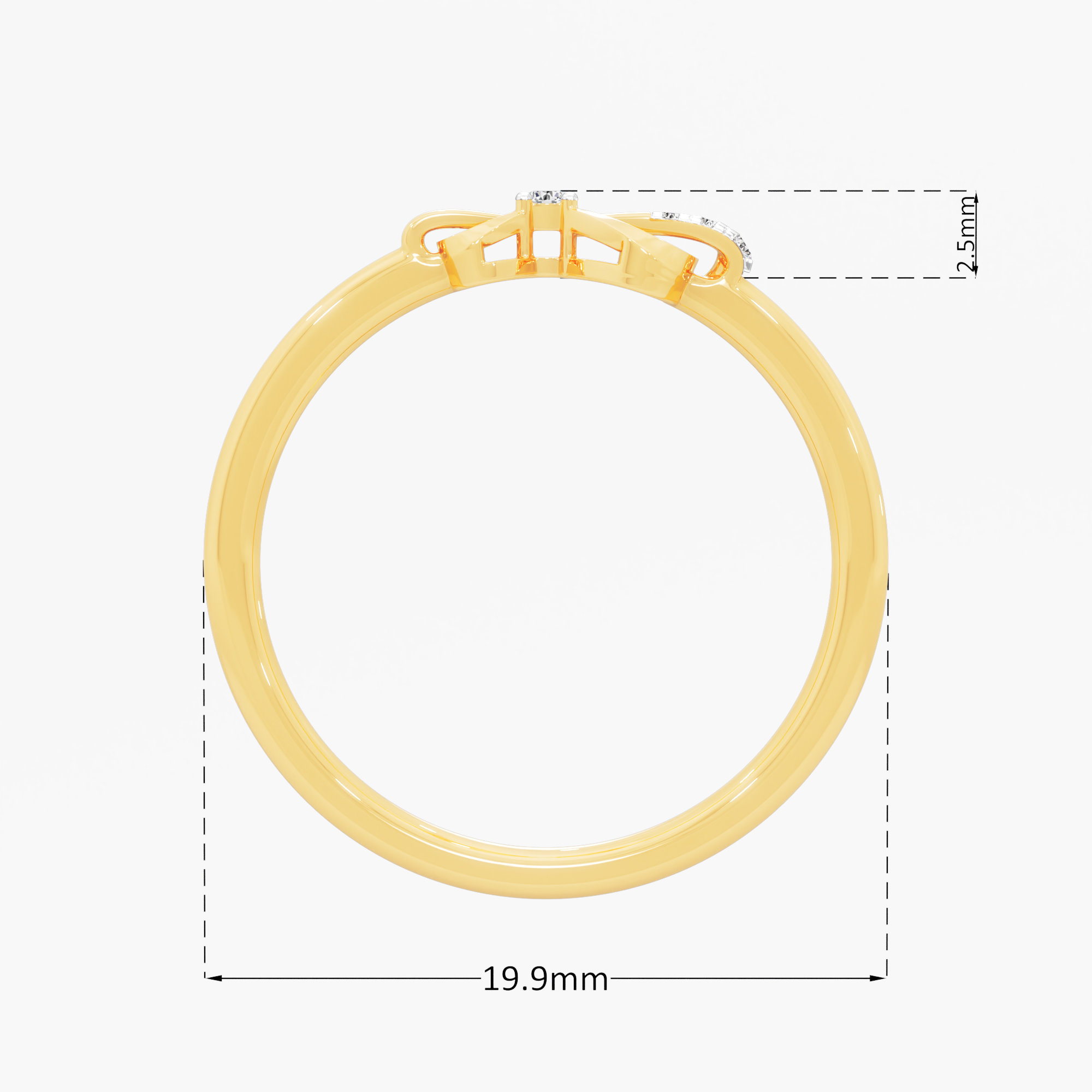 Ribboned Sparkle Bands Ring in 9KT Yellow Gold (Diamond Quality: EF-VVS VS)