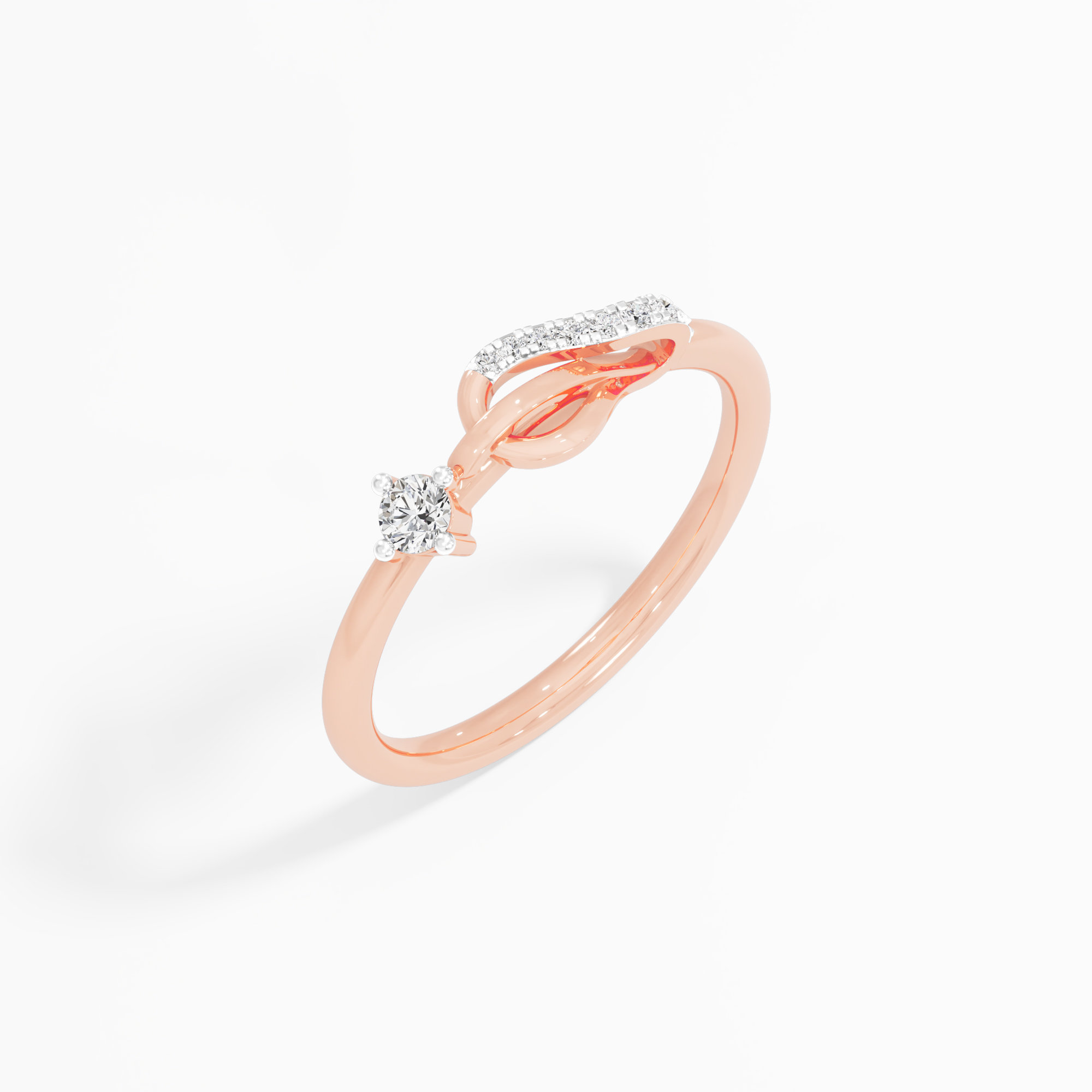 Azure Wave Bypass Ring in 9KT Rose Gold (Diamond Quality: EF-VVS VS)