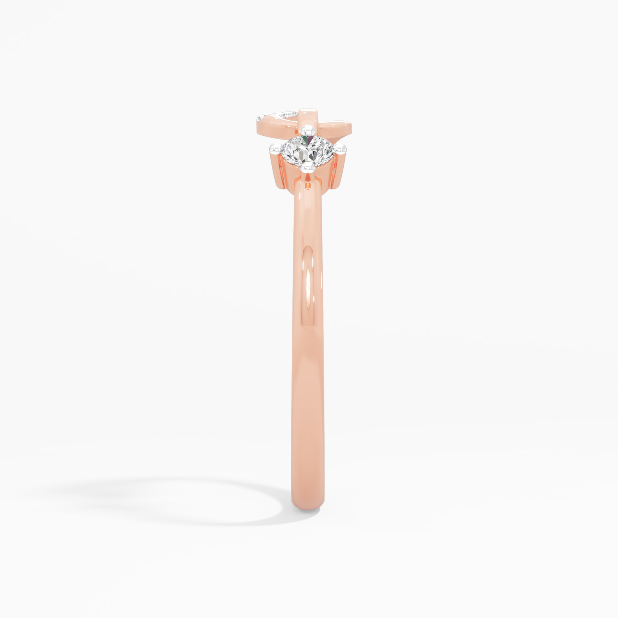 Azure Wave Bypass Ring in 9KT Rose Gold (Diamond Quality: EF-VVS VS)