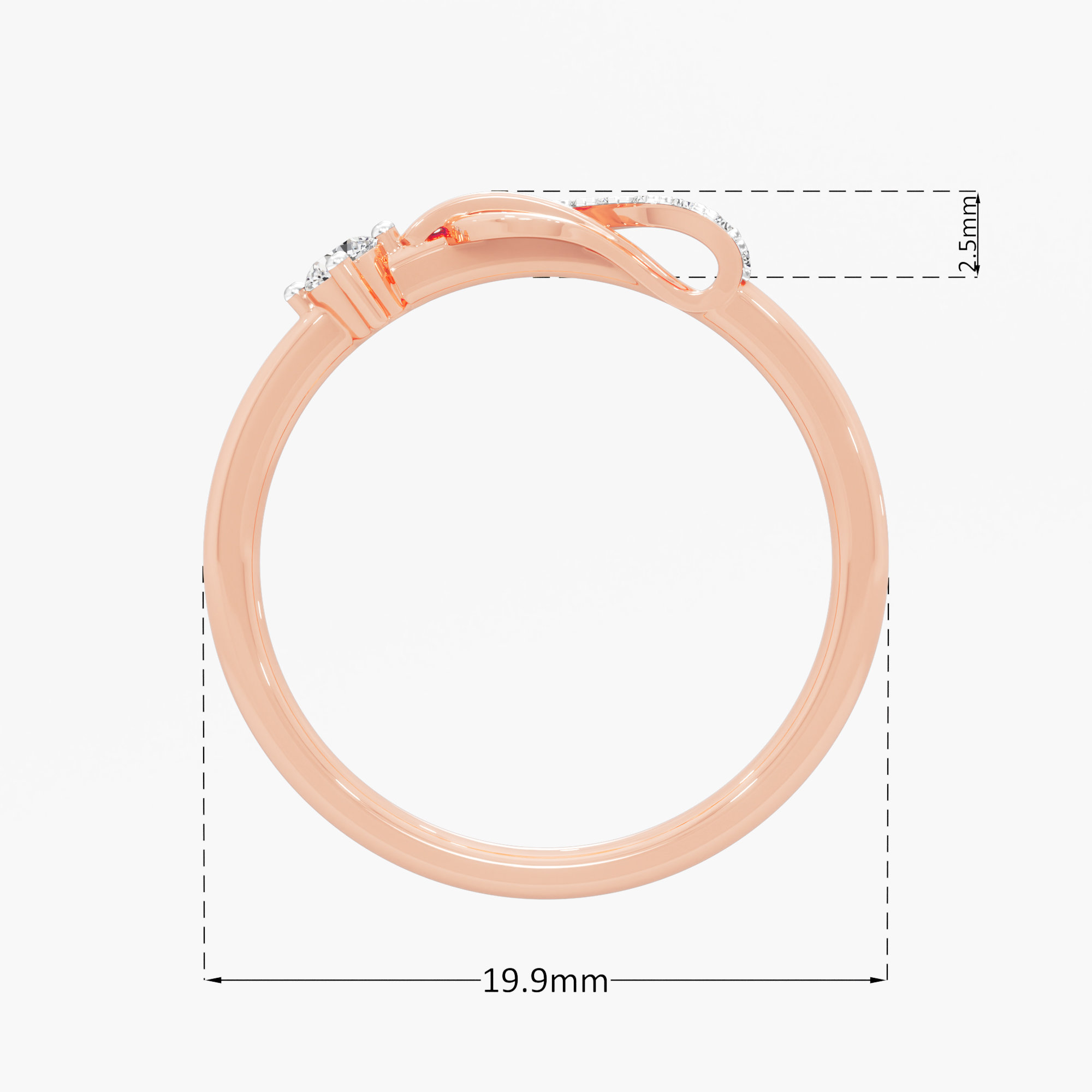 Azure Wave Bypass Ring in 9KT Rose Gold (Diamond Quality: EF-VVS VS)