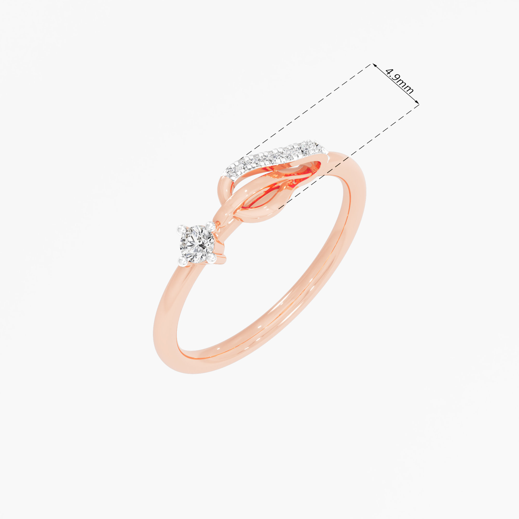 Azure Wave Bypass Ring in 9KT Rose Gold (Diamond Quality: EF-VVS VS)