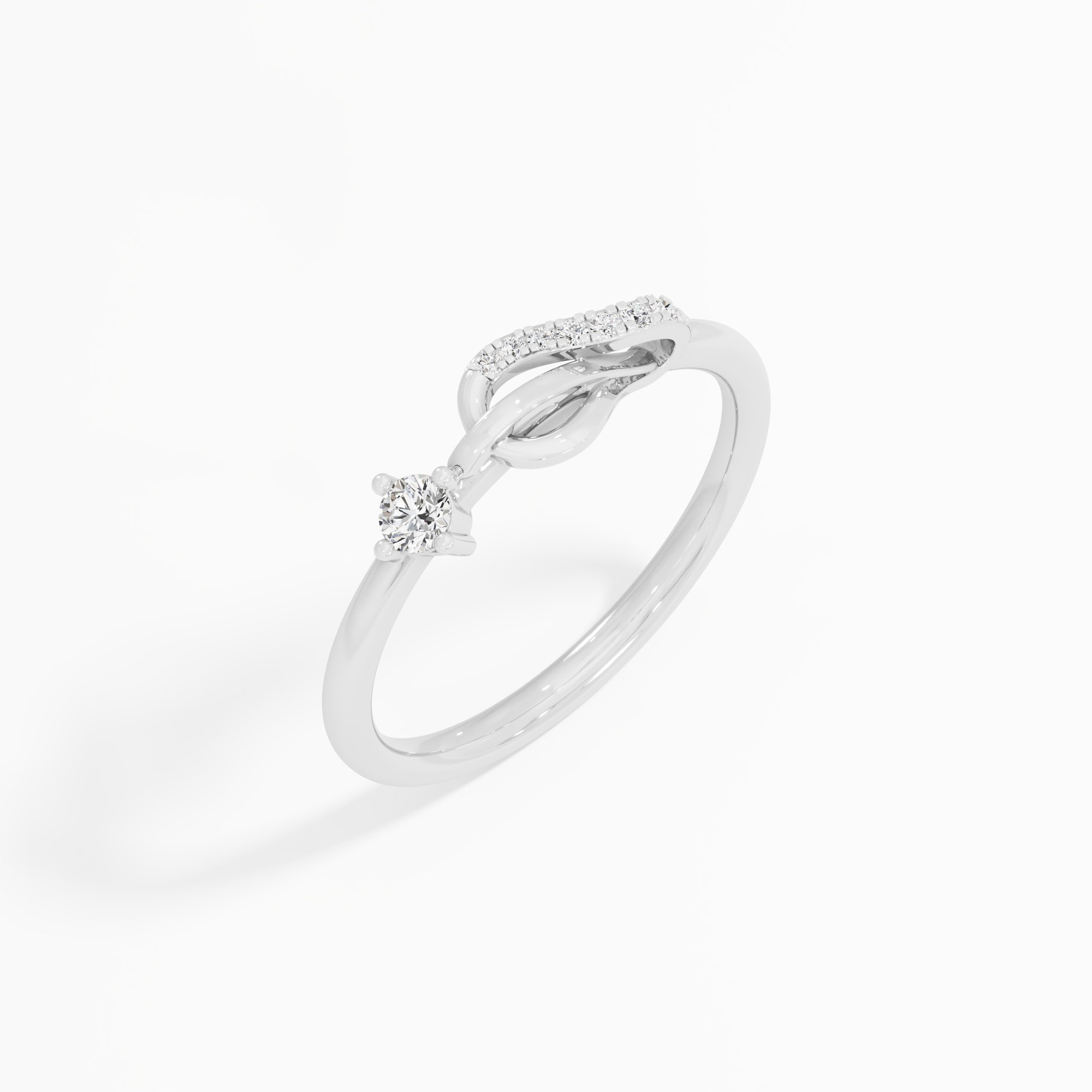 Azure Wave Bypass Ring in 9KT White Gold (Diamond Quality: EF-VVS VS)