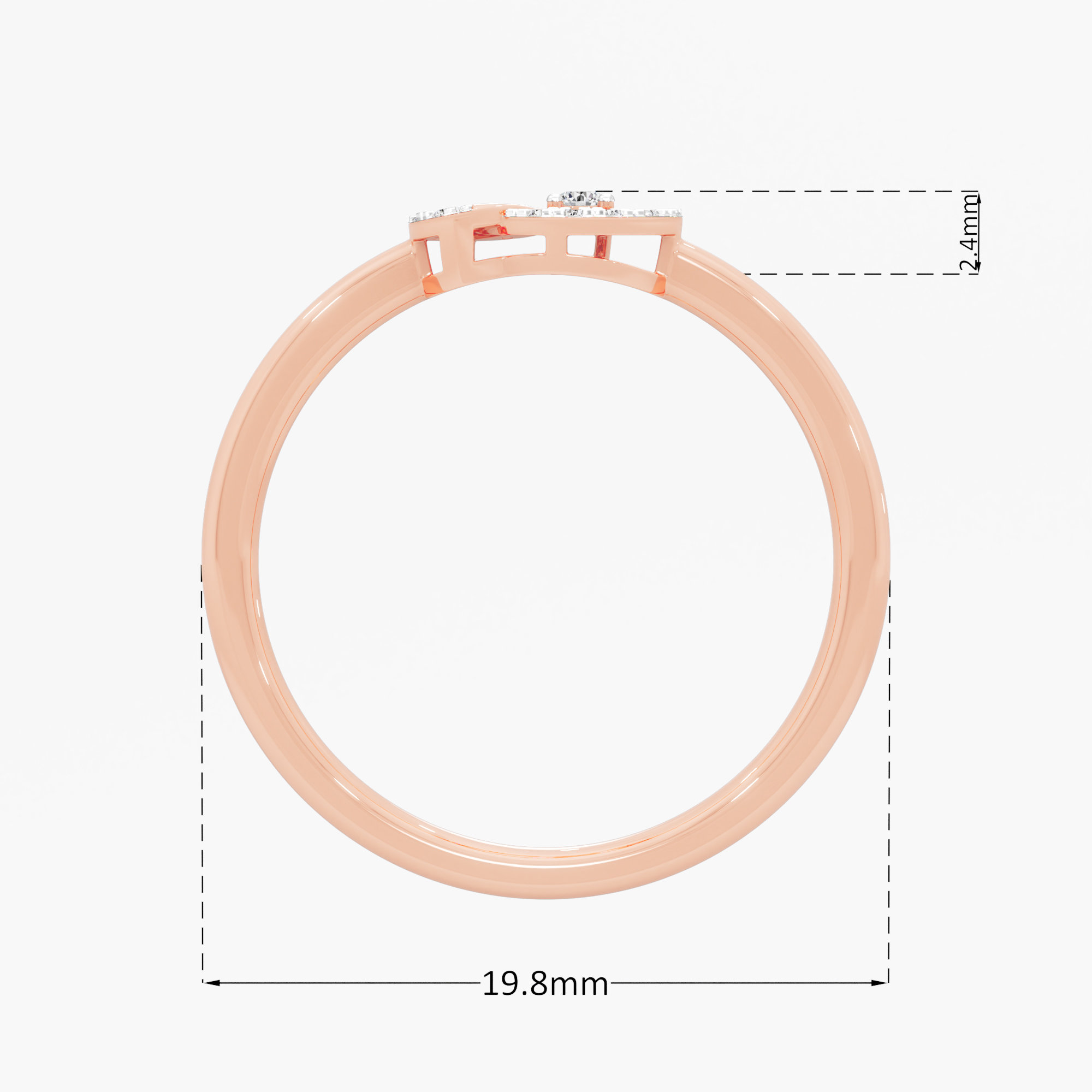 Skyline Embrace Bypass Ring in 9KT Rose Gold (Diamond Quality: EF-VVS VS)