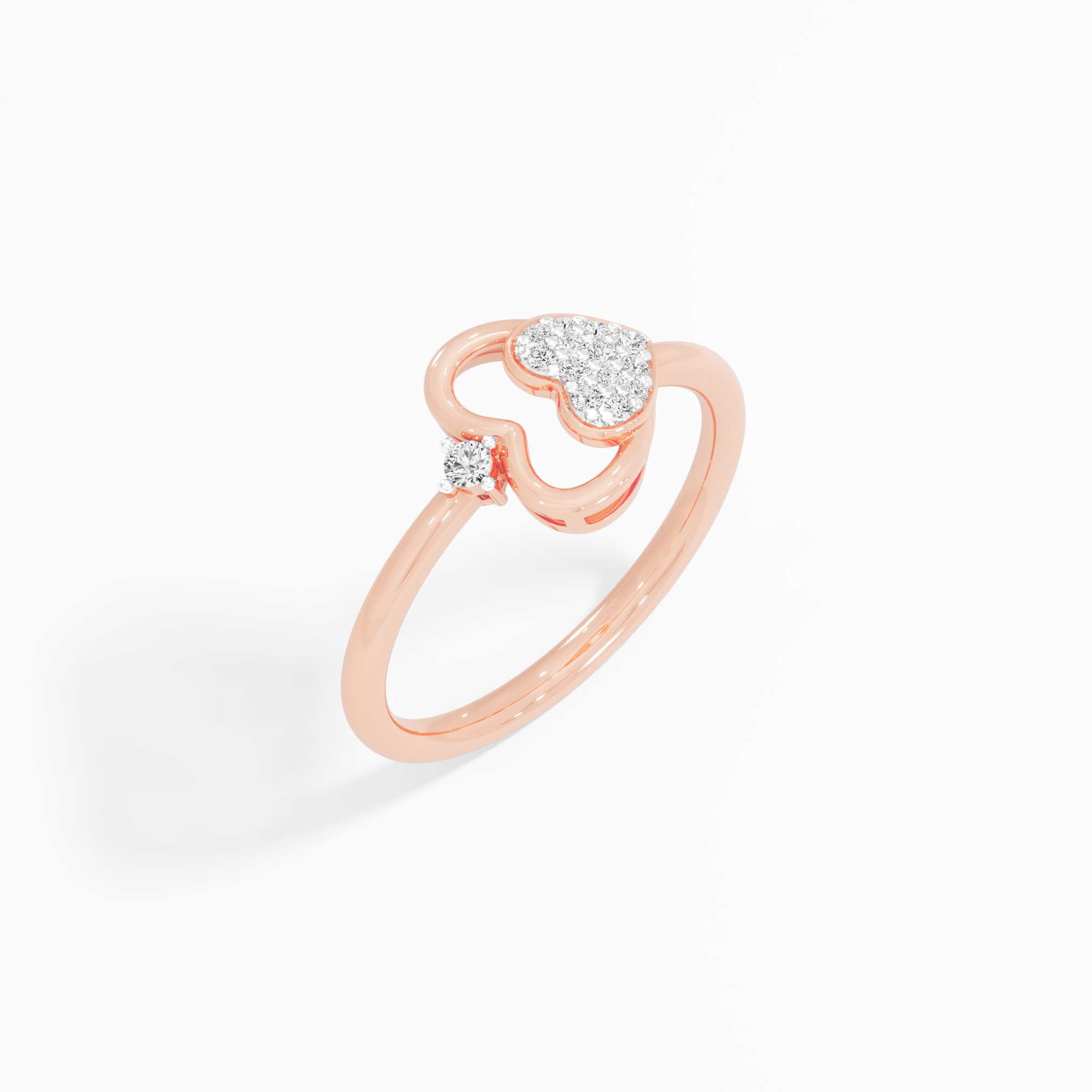 Radiant Heartbeat Cocktail Ring in 9KT Rose Gold (Diamond Quality: EF-VVS VS)