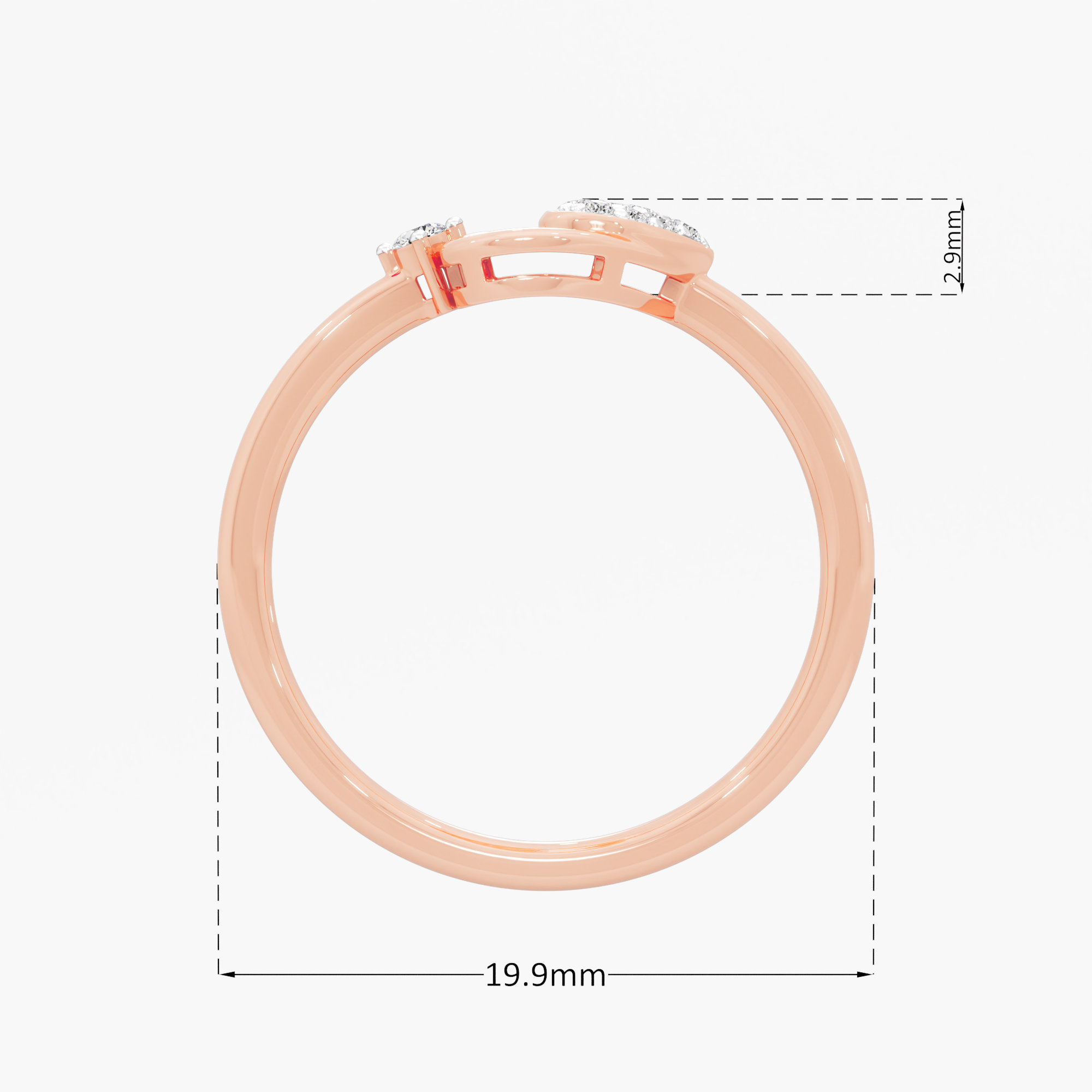 Radiant Heartbeat Cocktail Ring in 9KT Rose Gold (Diamond Quality: EF-VVS VS)