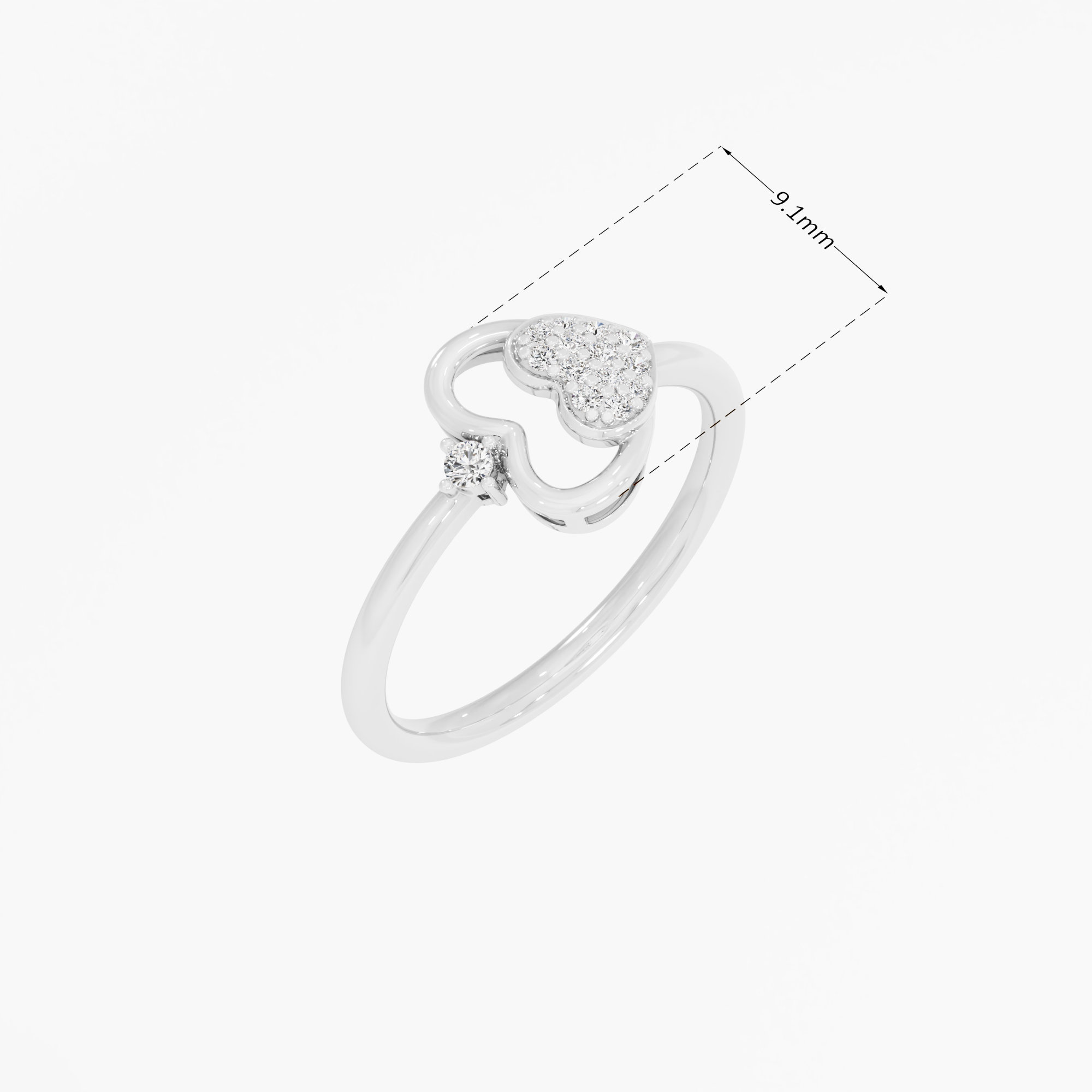 Radiant Heartbeat Cocktail Ring in 9KT White Gold (Diamond Quality: EF-VVS VS)