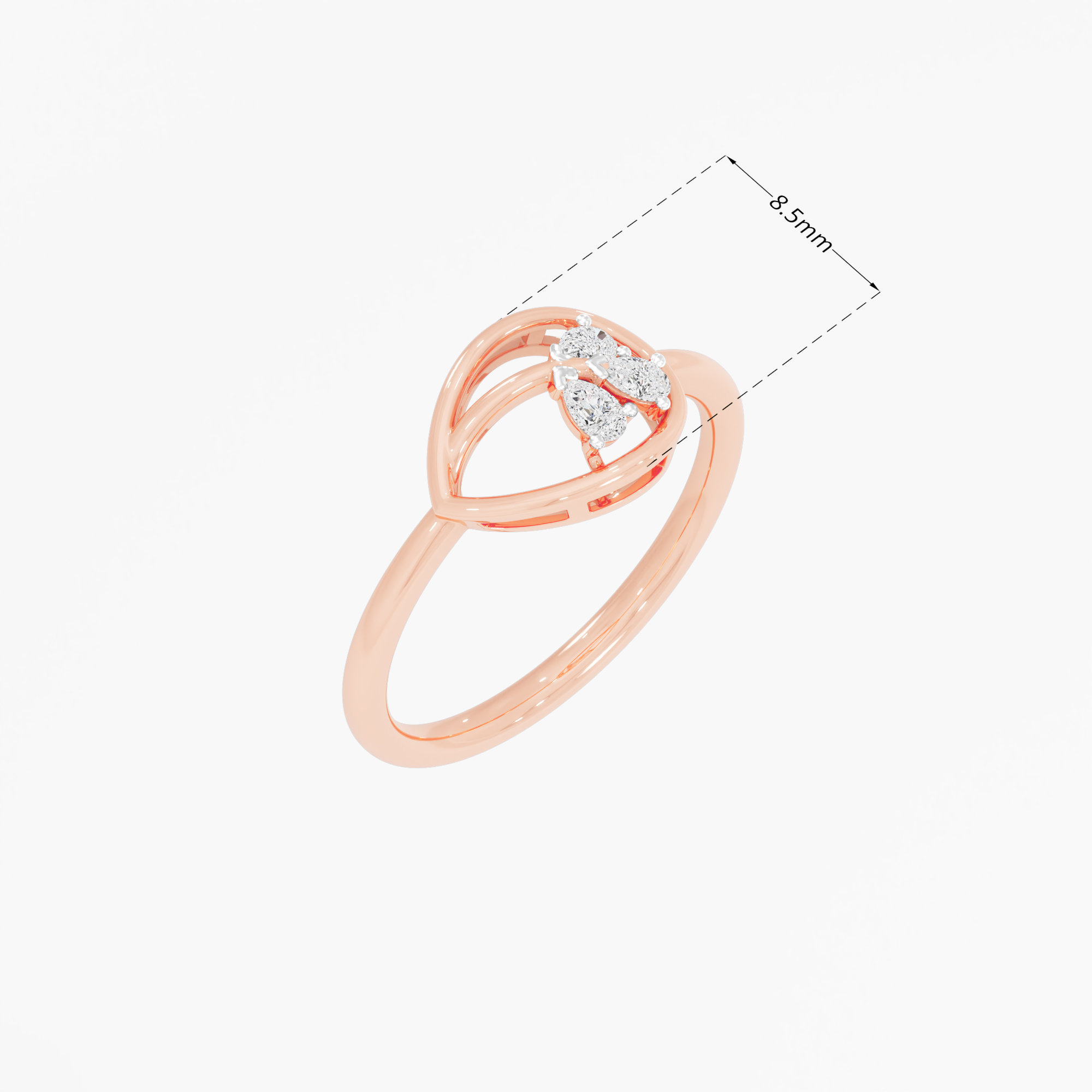 Dewdrop Embrace Cocktail Ring in 9KT Rose Gold (Diamond Quality: FG-VVS VS)