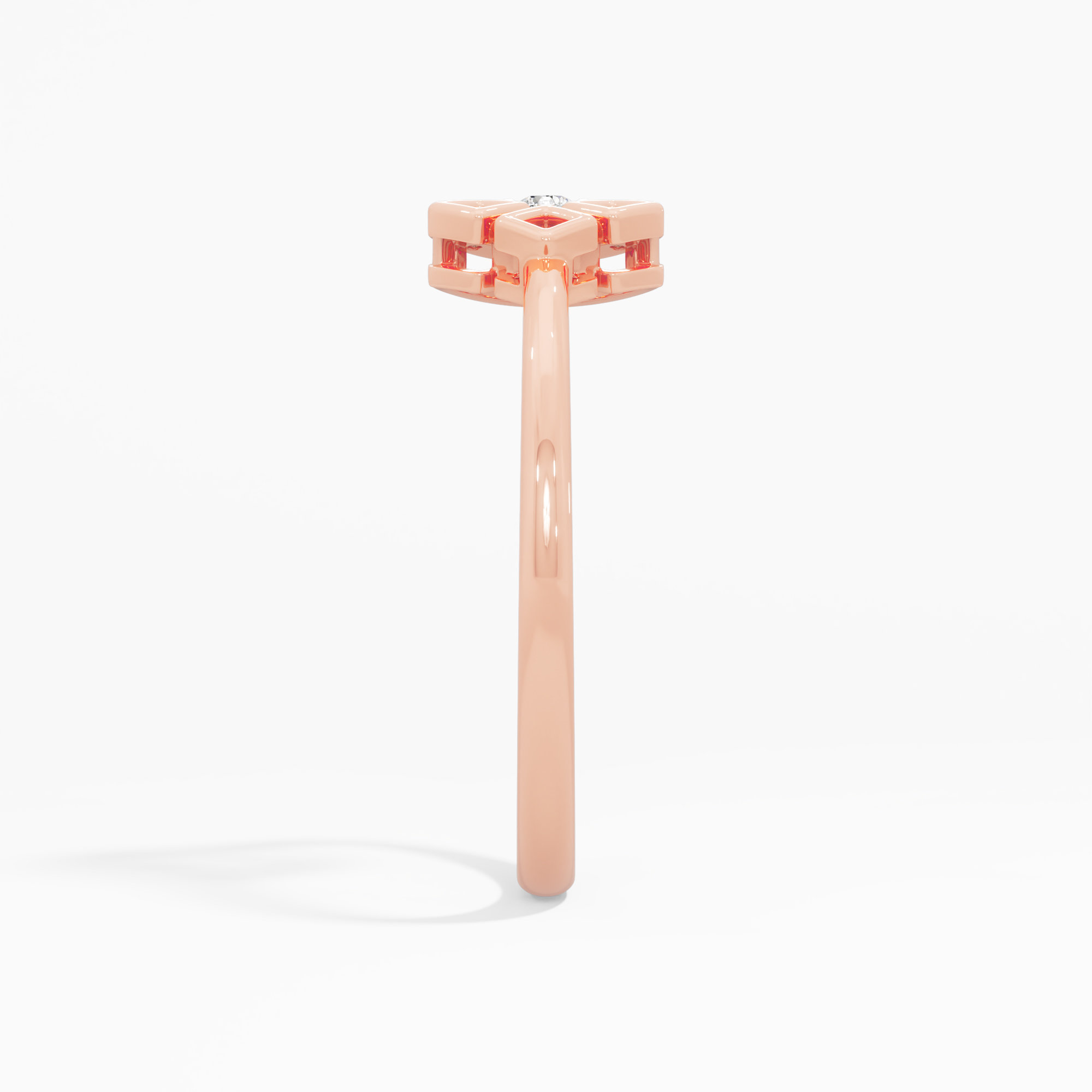 Gilded Crescent Cocktail Ring in 9KT Rose Gold (Diamond Quality: EF-VVS VS)