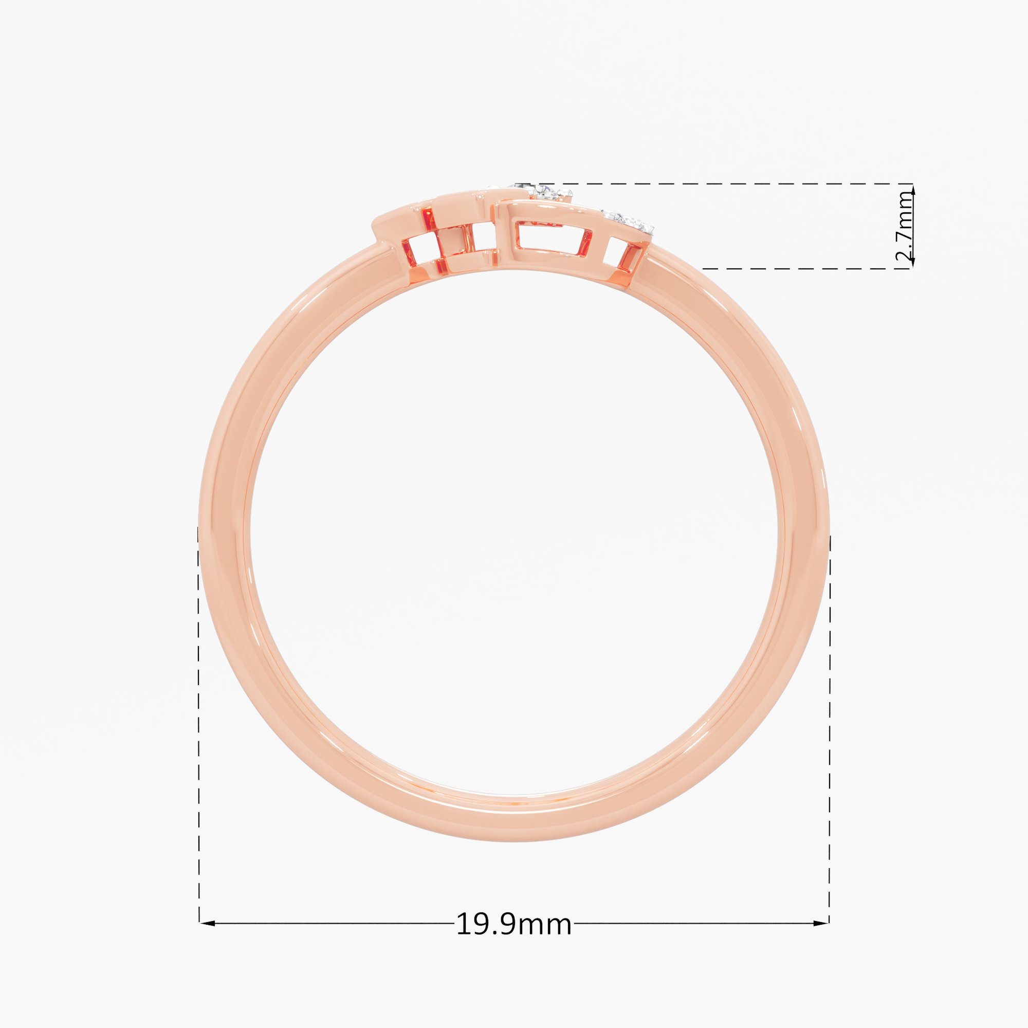 Gilded Crescent Cocktail Ring in 9KT Rose Gold (Diamond Quality: EF-VVS VS)