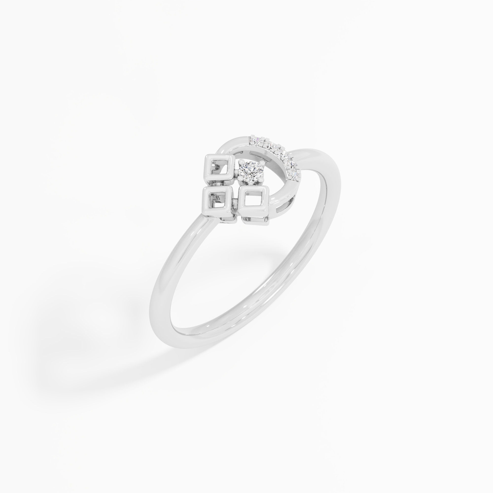 Gilded Crescent Cocktail Ring in 9KT White Gold (Diamond Quality: EF-VVS VS)