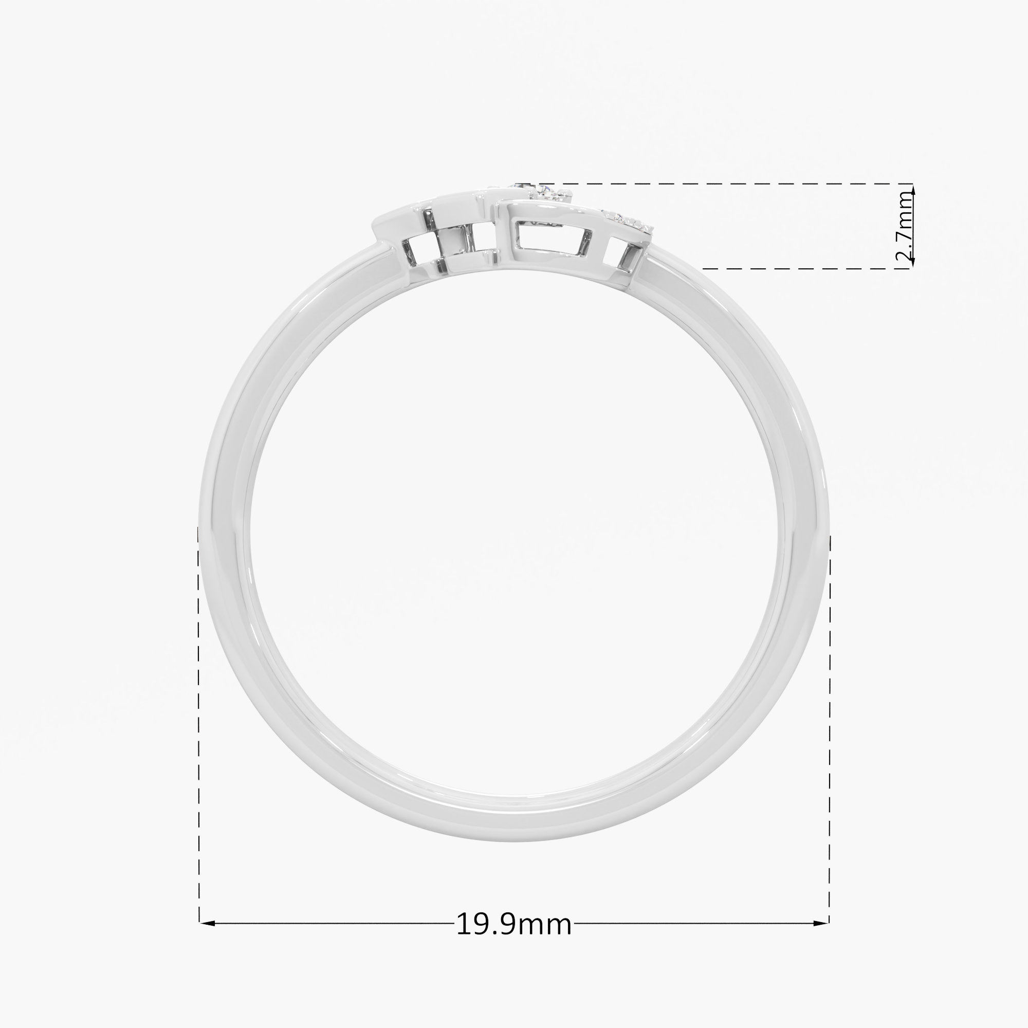 Gilded Crescent Cocktail Ring in 9KT White Gold (Diamond Quality: EF-VVS VS)