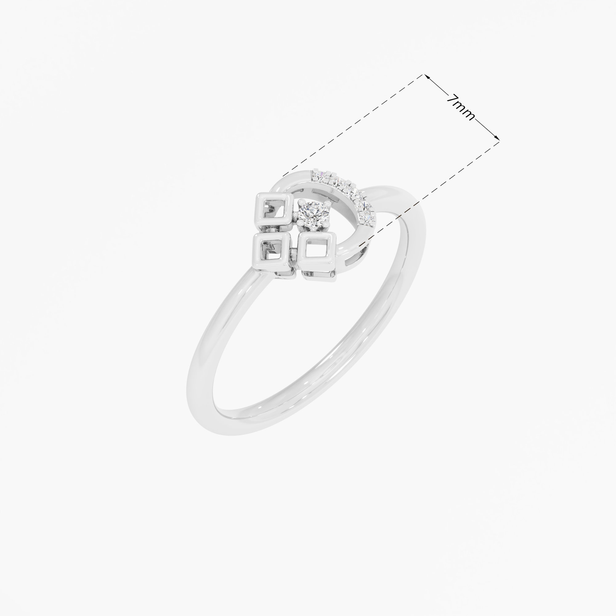 Gilded Crescent Cocktail Ring in 9KT White Gold (Diamond Quality: EF-VVS VS)