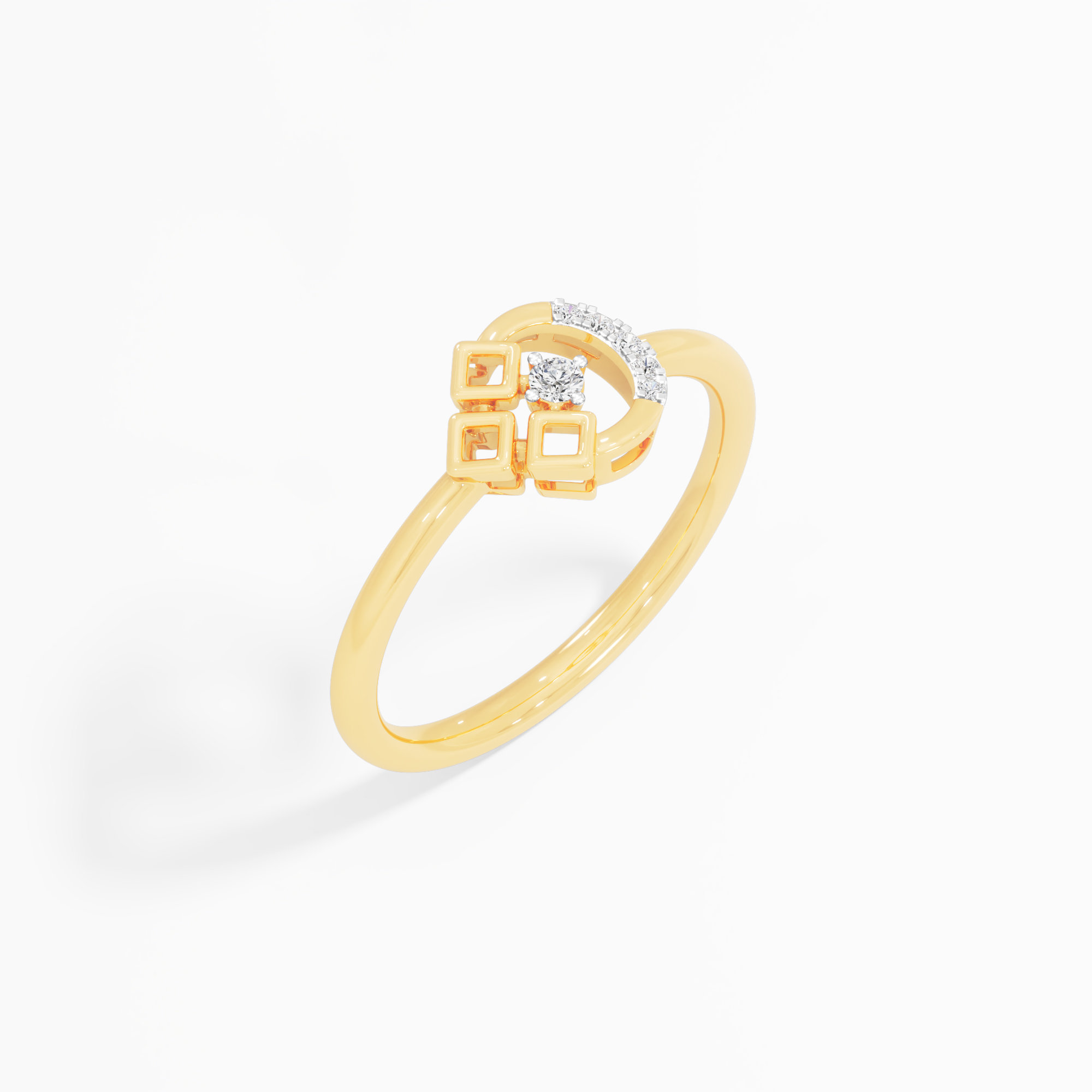 Gilded Crescent Cocktail Ring in 9KT Yellow Gold (Diamond Quality: EF-VVS VS)