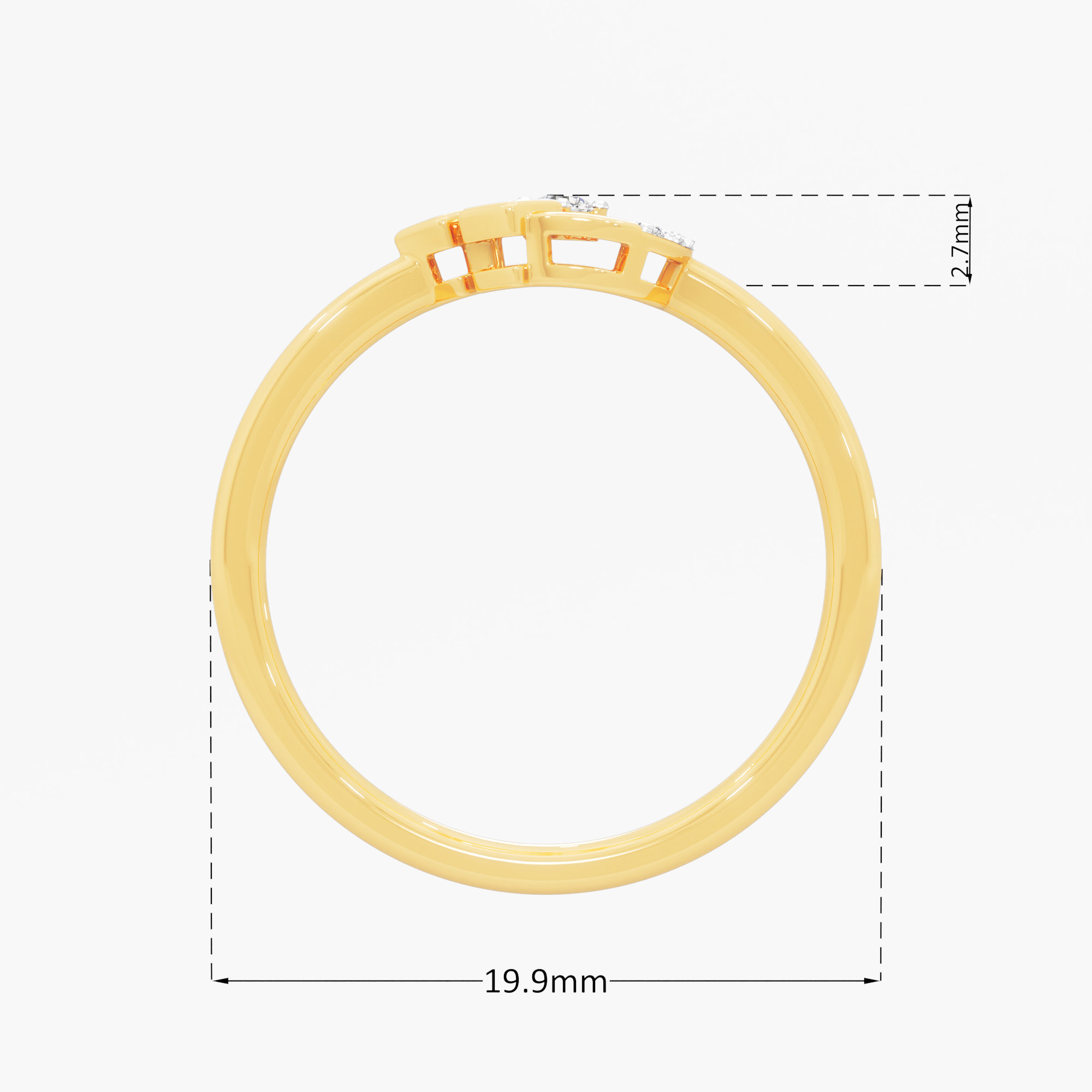 Gilded Crescent Cocktail Ring in 9KT Yellow Gold (Diamond Quality: EF-VVS VS)
