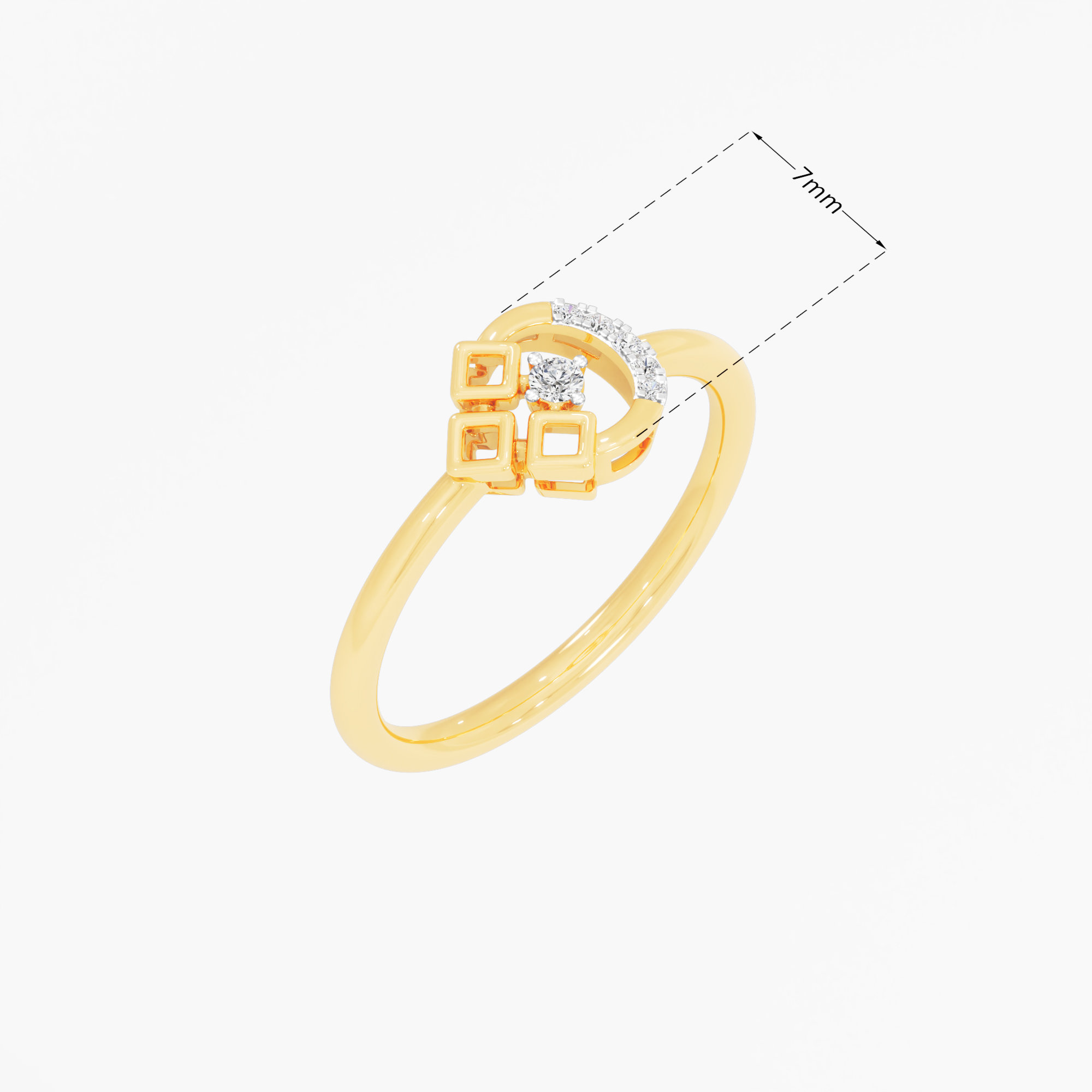 Gilded Crescent Cocktail Ring in 9KT Yellow Gold (Diamond Quality: EF-VVS VS)