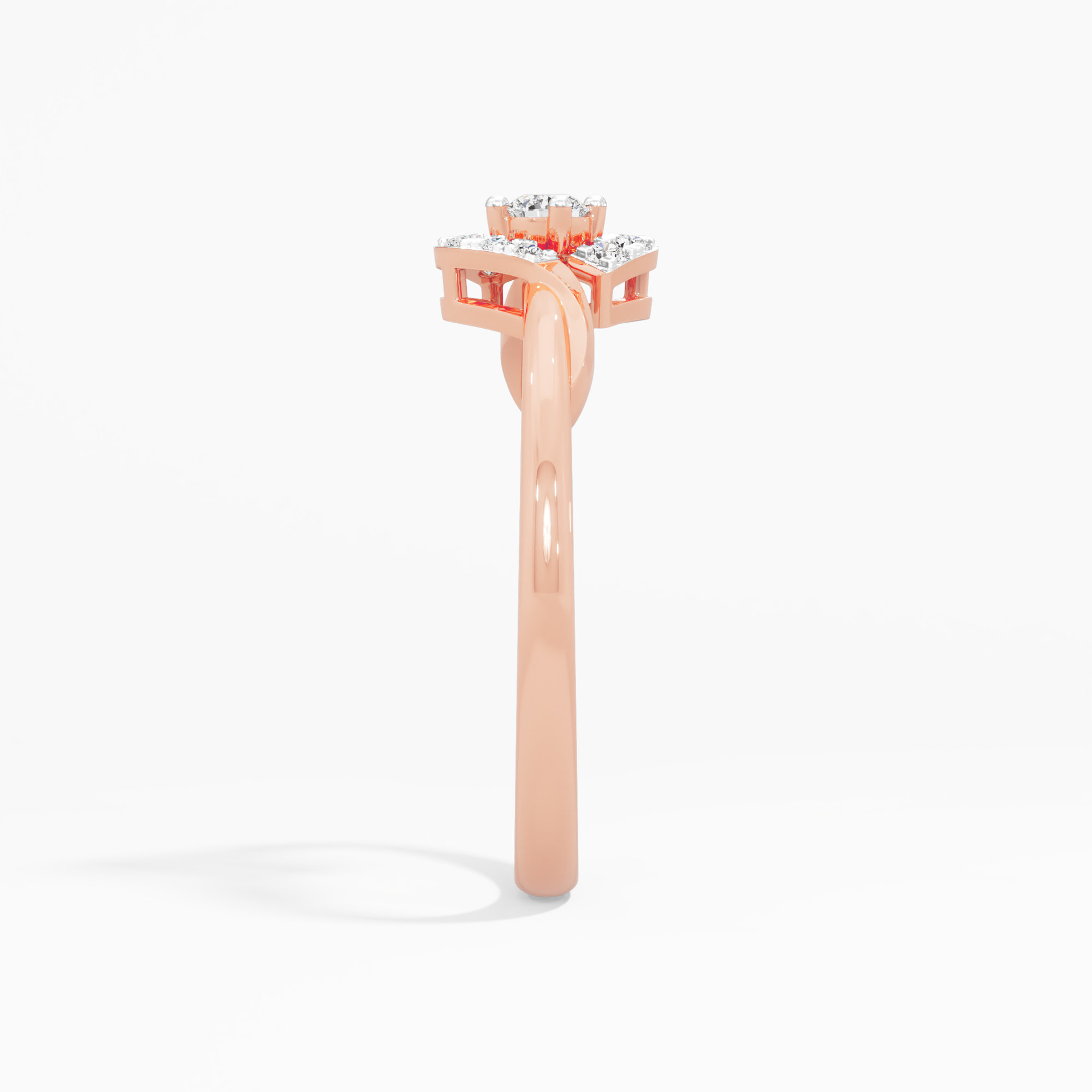 Starry Bloom Halos Ring in 9KT Rose Gold (Diamond Quality: EF-VVS VS)